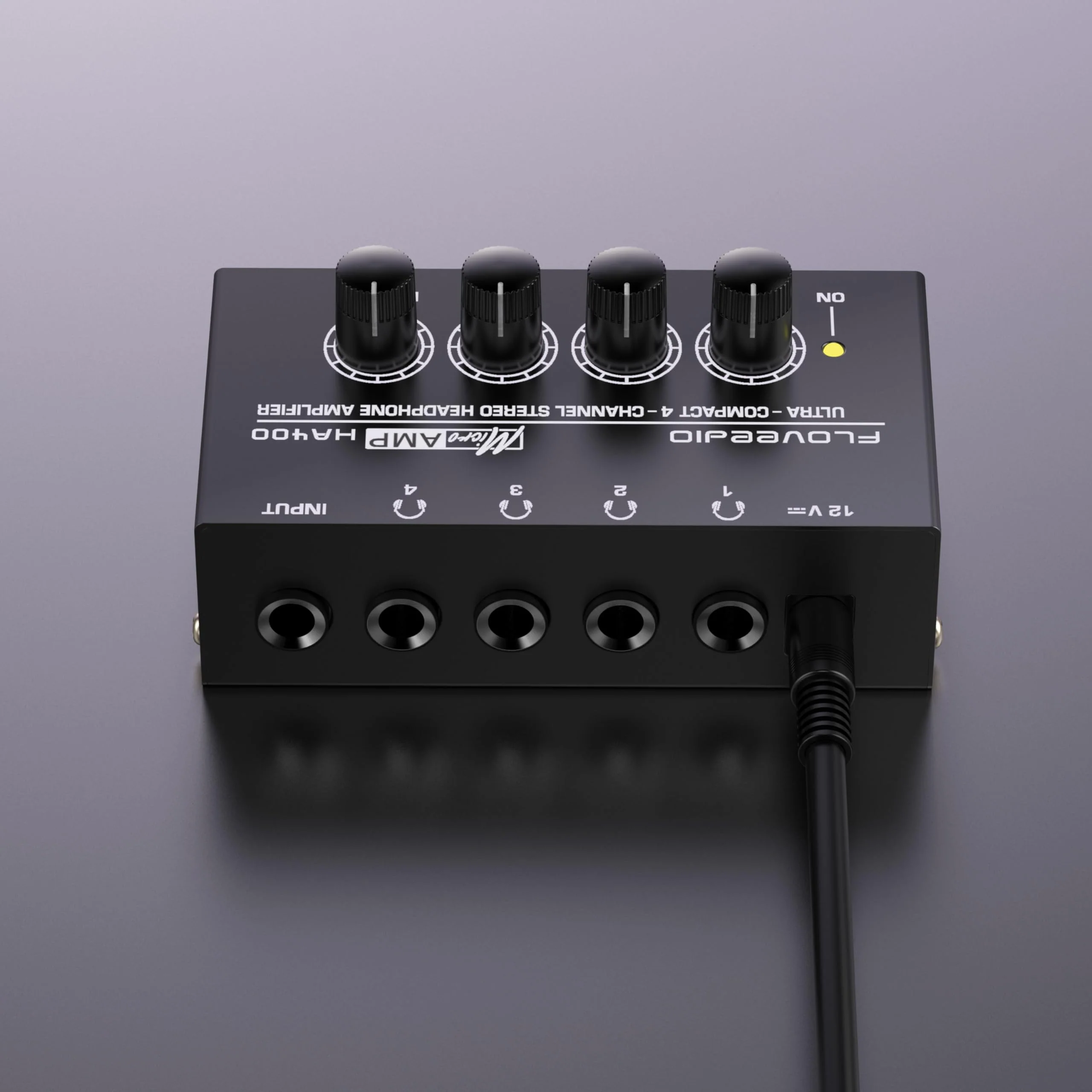 HA400 Stereo Headphone Amplifier Ultra Compact 4-Channel Headphone Amp Splitter for Studio and Stage with 12V Power Adapter - Image 3