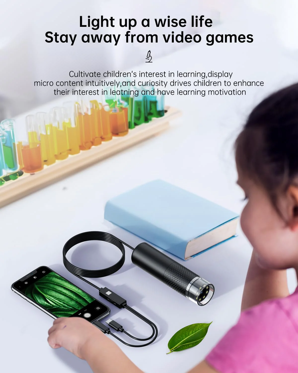 Handheld Digital Microscope Camera, Aopick 50X-500X Magnification USB Pocket Microscopes Camera for Adults Kids with 8 Adjustable LED, Coin Magnifier for iPhone, iPad, Android - Image 8
