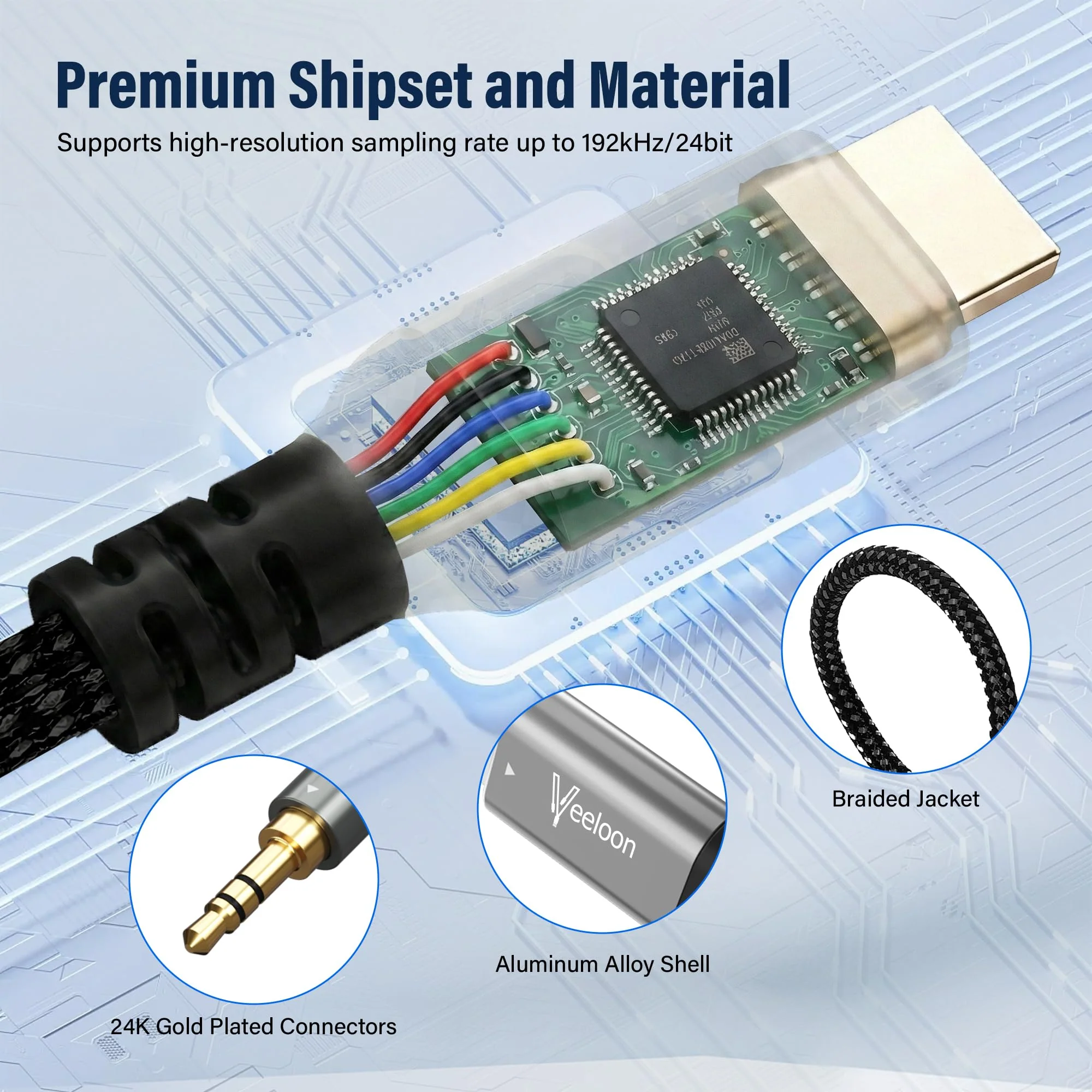 HDMI ARC to 3.5mm AUX Audio Extractor Converter Cable 3 FT, USB Powered ARC/eARC to Stereo Male Adapter Splitter,192KHz PCM for TV Sound System Speaker Soundbar Home Theater Amplifier,Plug & Play 3FT - Image 4