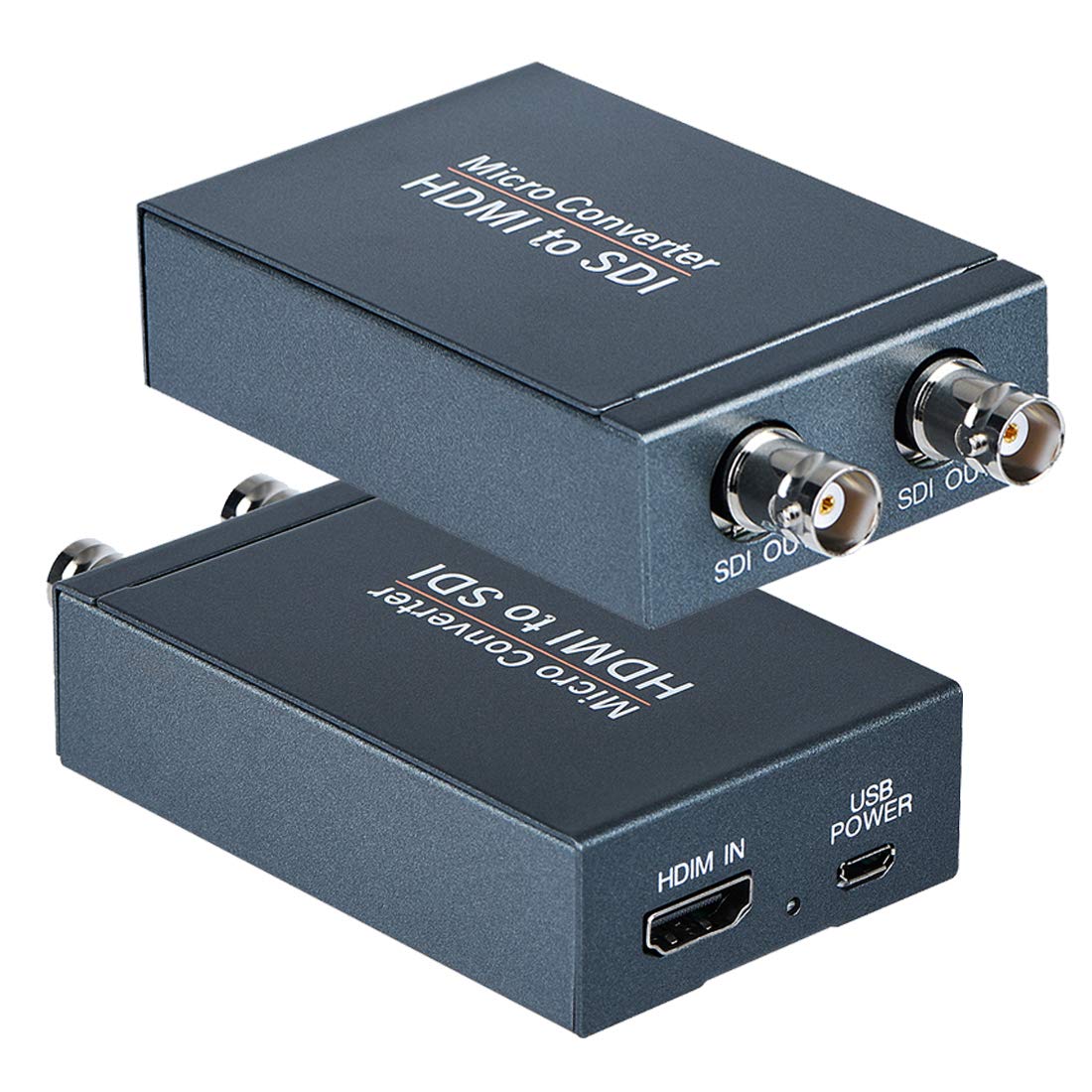 HDMI to SDI Converter, Micro Converter One HDMI in Two SDI Output (with Power Supply Adapter, Audio Embedder Support HDMI 1.3, 3G/HD-SDI Auto Format Detection Extender for Camera CCTV HDMI to SDI