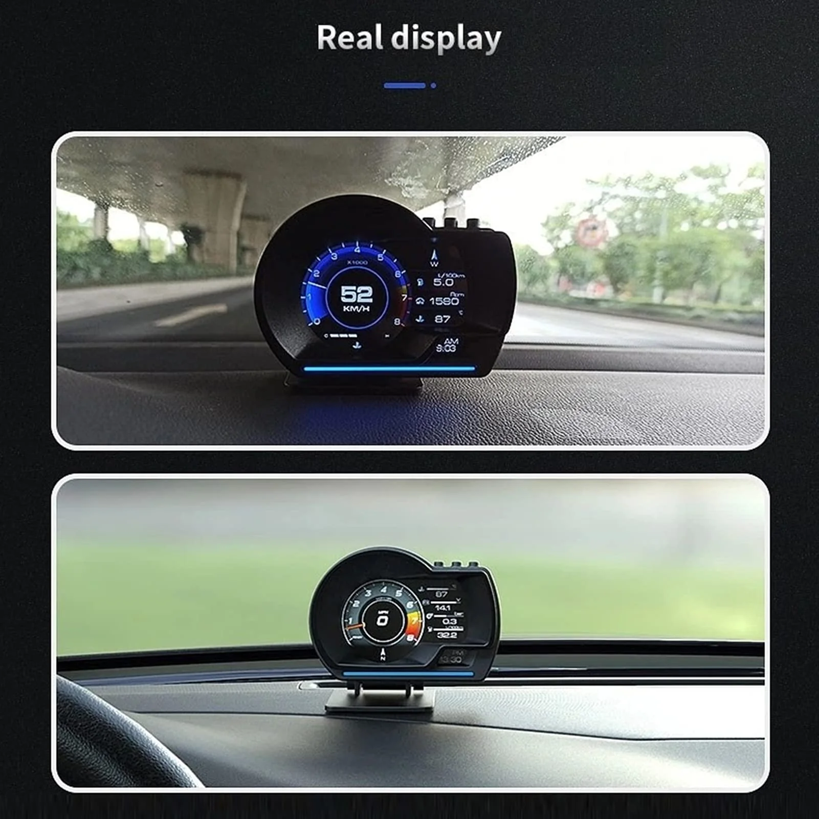 Heads up Display for Cars, OBD2 Gauge Display, Head Up Display OBD2 GPS Smart Gauge Car HUD Speedometer Turbo RPM Alarm for Car Truck - Image 2