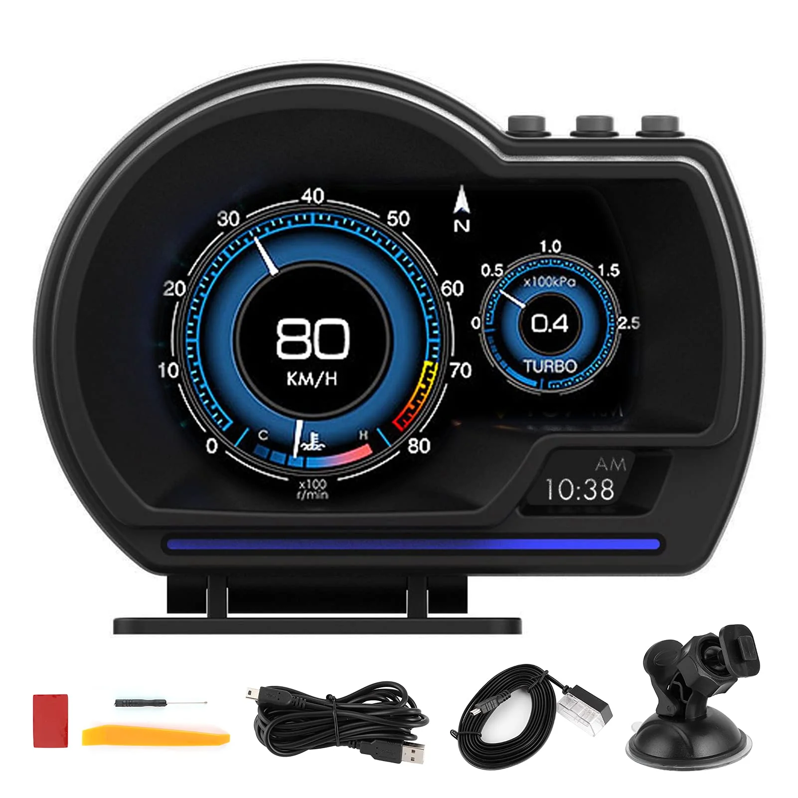 Heads up Display for Cars, OBD2 Gauge Display, Head Up Display OBD2 GPS Smart Gauge Car HUD Speedometer Turbo RPM Alarm for Car Truck - Image 8