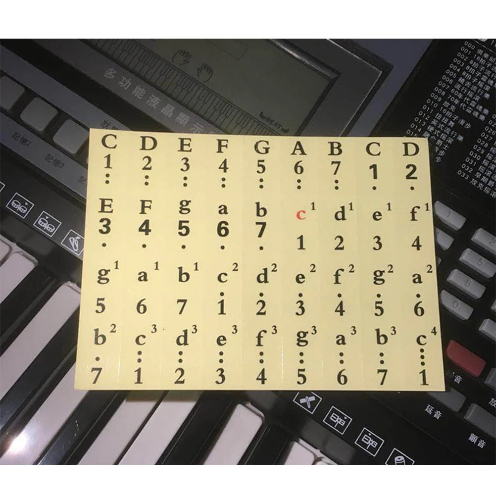 Healifty 1 Pcs Piano Stickers for Keys Piano Keyboard Stickers for 61 54 49 Keys Color Black Transparent Piano Numbered Musical Notation Stickers - Image 2