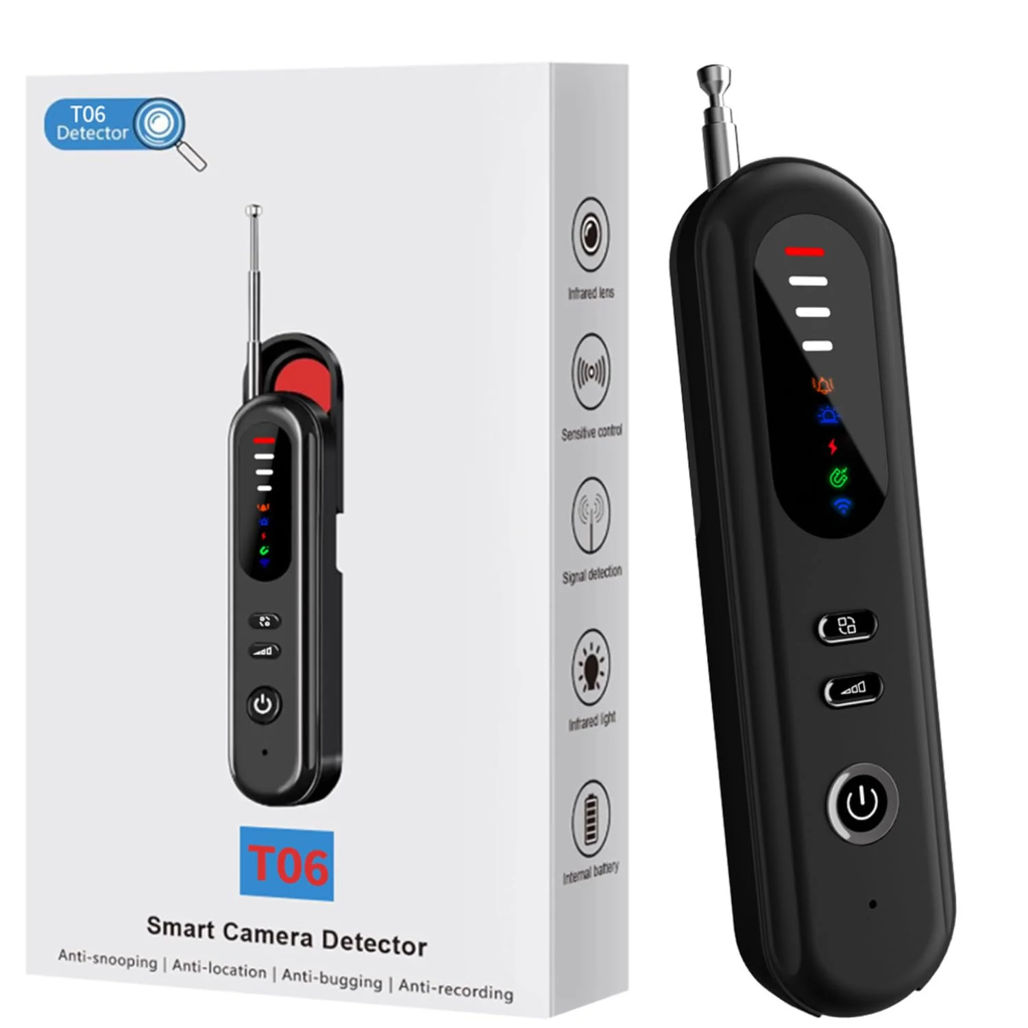 Hidden Camera Detector, Anti-Spy Camera Finder, RF Signal & WiFi Scanner, GPS Tracker & Bug Detector, 6 Modes Portable Privacy Protector for Travel, Hotel, Car, Bathroom– Spy Device Detection Pen