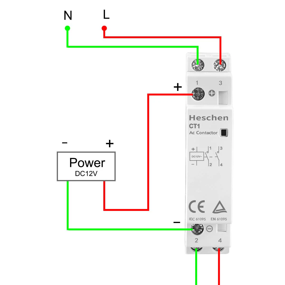 Household AC Contactor, CT1-16, Ie 16A, 2 Pole, Two Normally Open, DC 12V Coil Voltage, 35mm DIN Rail Mount - Image 6