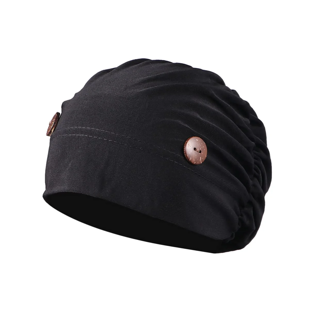 iplusmile Chemotherapy Hat with Buttons Turbans Hat Chemo Hat Headwear Sleep Cap Headwrap Cancer Slouchy Hat Peeling Hat Bouffant Hats for Women Black M
