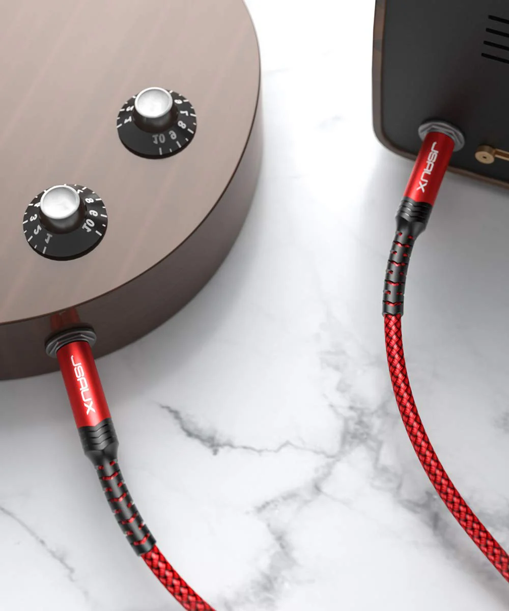 JSAUX 1/4 Inch Guitar Instrument Cable 20FT, 6.35mm (1/4) TRS to 6.35mm (1/4) TRS Stereo Audio Cable Male to Male Straight-to-Straight for Electric Guitar, bass Guitar, Electric Mandolin-Red Red-Straight - Image 7