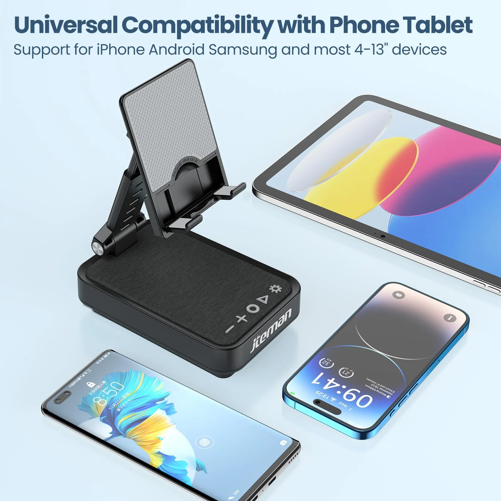 JTEMAN Gifts for Men Cell Phone Stand with Wireless Bluetooth Speaker and Jumping Light, Cool Tech Gifts for Men Women Husband Dad, Unique Birthday Gifts for Him - Image 5