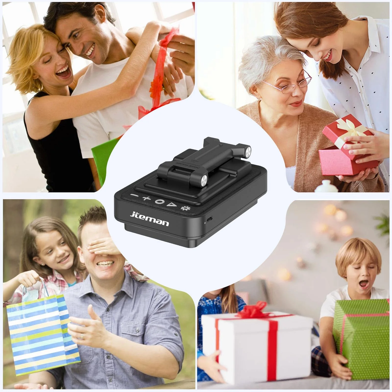 JTEMAN Gifts for Men Cell Phone Stand with Wireless Bluetooth Speaker and Jumping Light, Cool Tech Gifts for Men Women Husband Dad, Unique Birthday Gifts for Him - Image 7