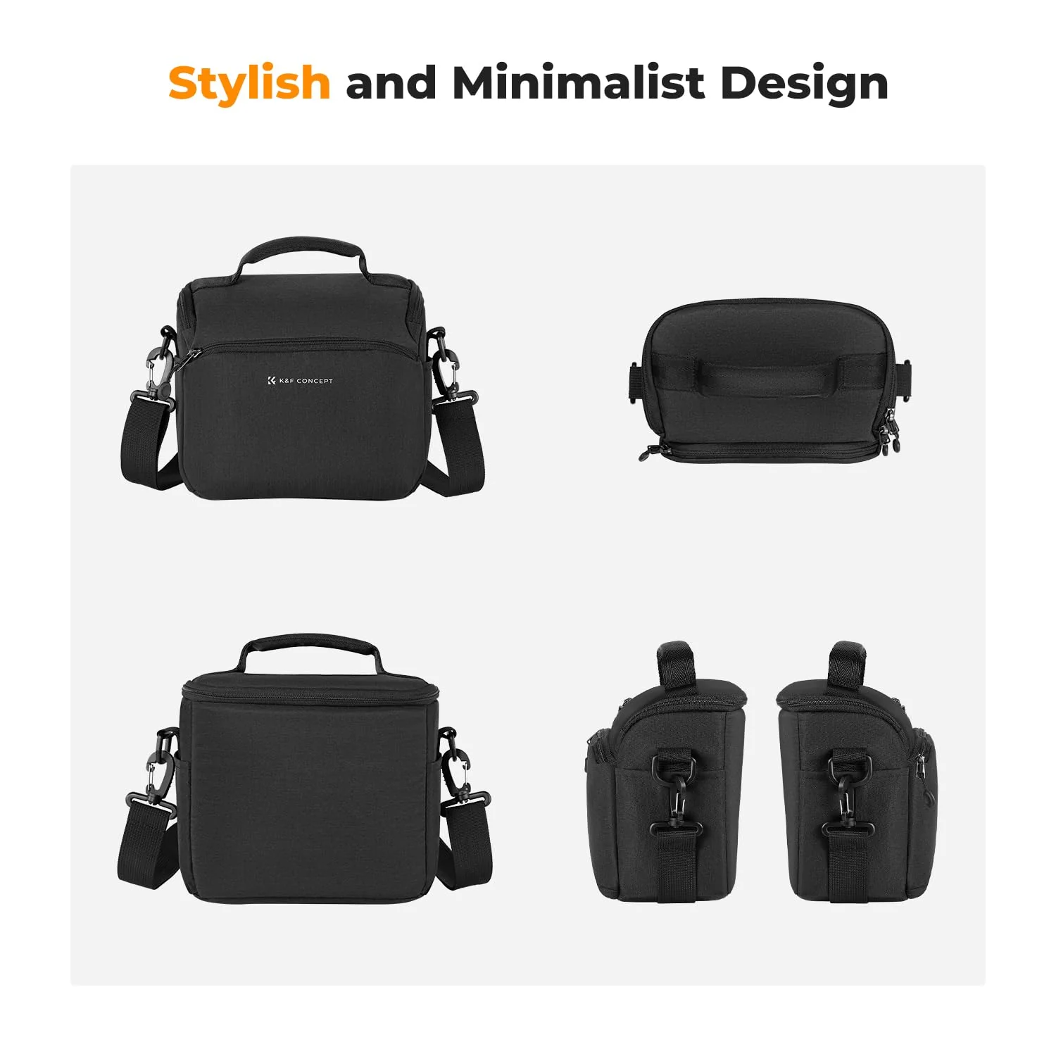 K&F Concept Camera Sling Bag Small Crossbody Camera Case DSLR/SLR/Cute Compact Shoulder Photography Bags for Photographers Black - Image 6