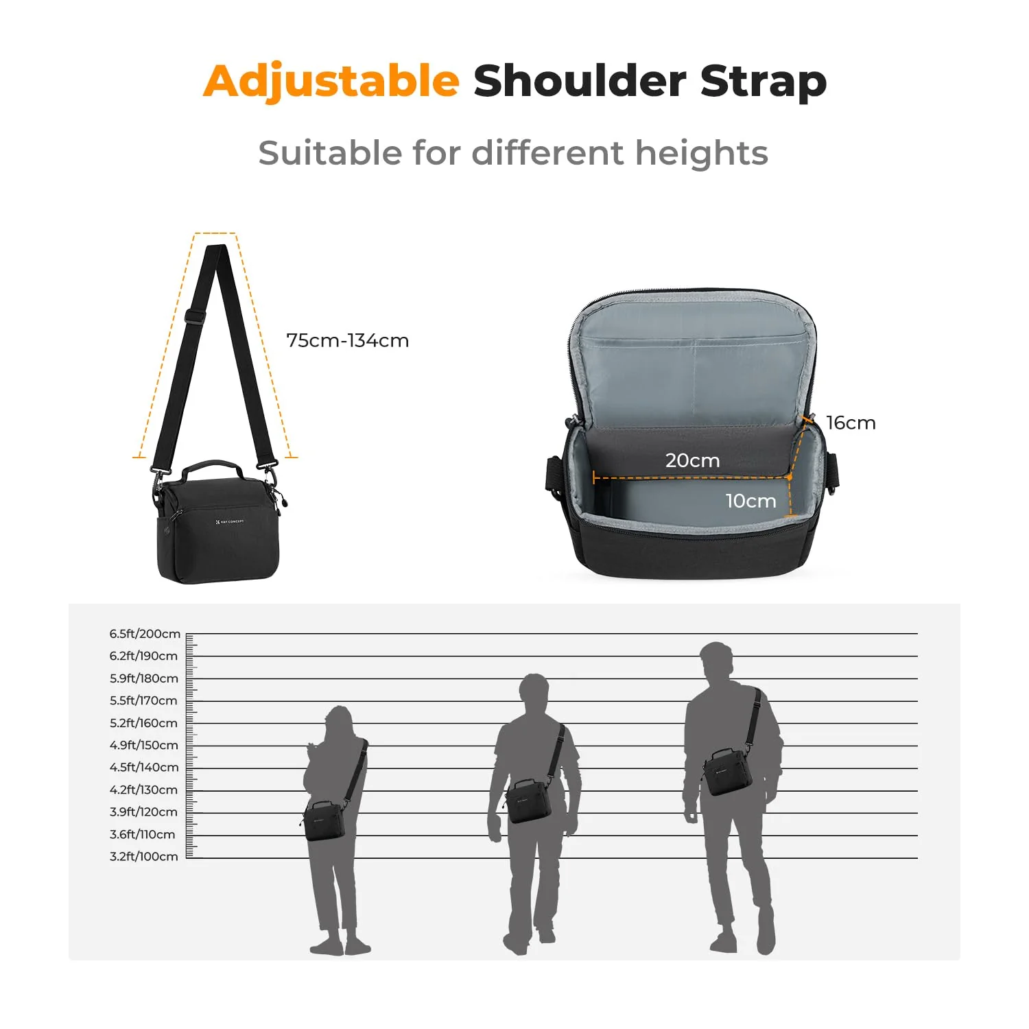 K&F Concept Camera Sling Bag Small Crossbody Camera Case DSLR/SLR/Cute Compact Shoulder Photography Bags for Photographers Black - Image 7