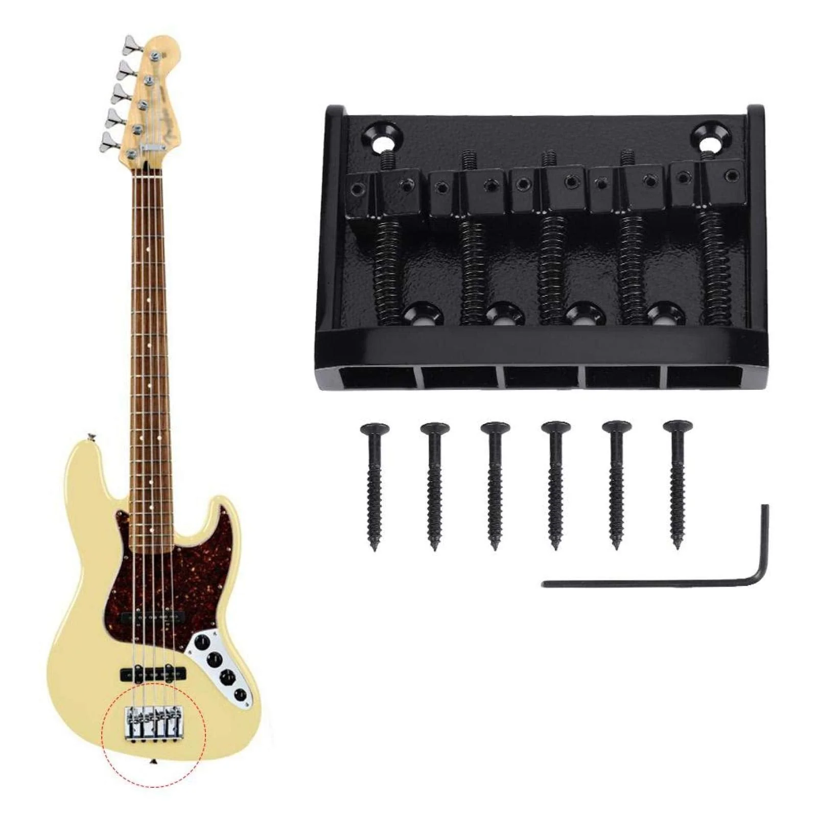 Kadimendium Bass Bridge Tailpiece Good Texture Metal Bass Bridge for 5 String Bass(black) - Image 2