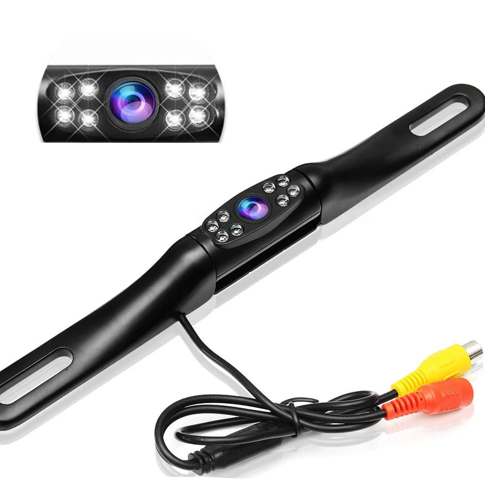 Kairiyard License Plate Backup Camera, Waterproof 170° View Rear View Reverse Camera Night Vision Back up Camera Systems for Cars Trucks Pickup SUVs Trailer License Plate Camera-Black