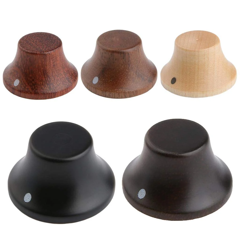 KAISH 4-Pack Wood Knobs LP/Strat Style Bell Knobs Guitar Bass Top Hat Wood Knob with Indicator Dot Walnut Wood Pack of 4 - Image 6