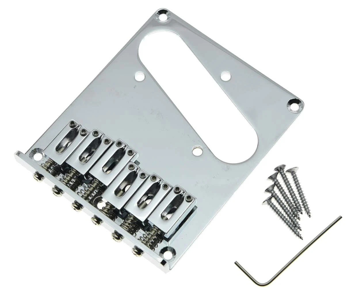 KAISH Chrome Tele Single Coil Bridge Guitar Bridge for Telecaster/Tele Guitar Single Bridge Chrome2/Roller Saddles