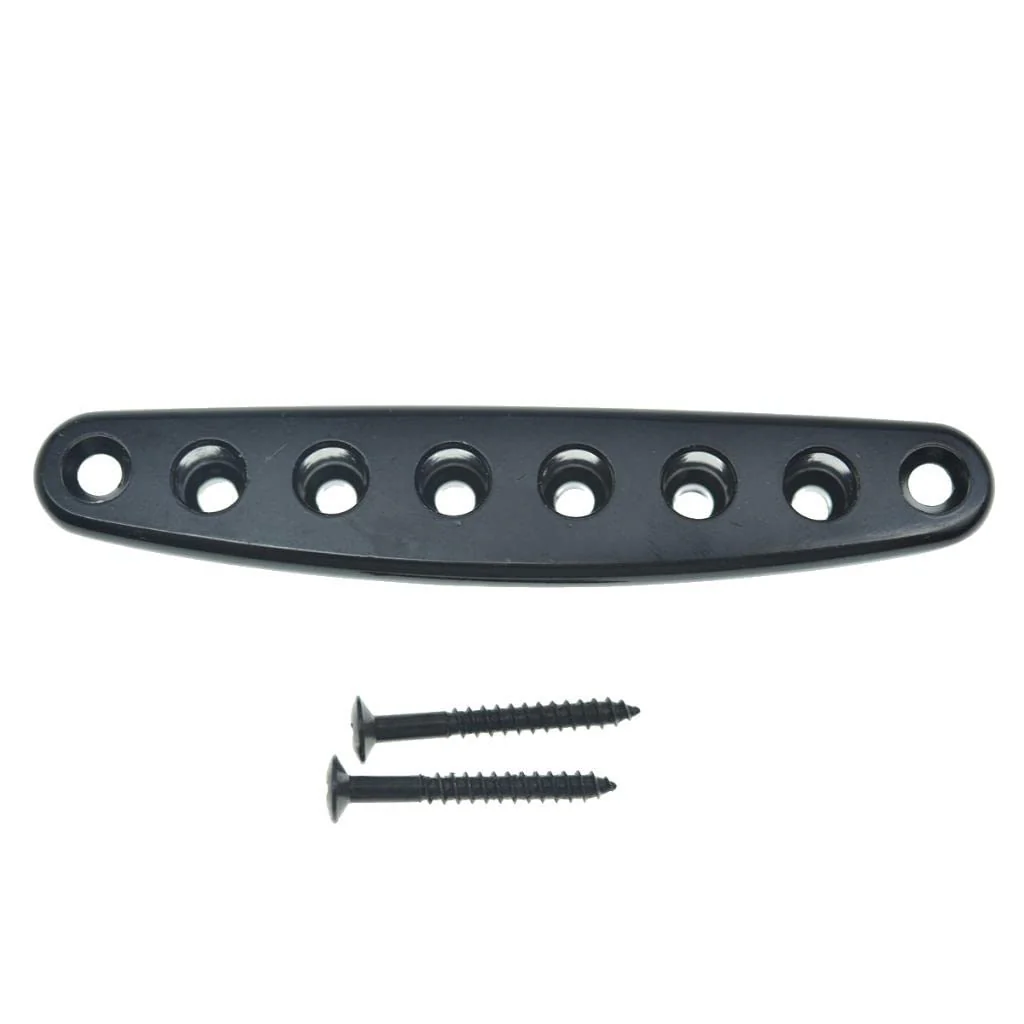 KAISH Guitar Bridge String Thru Body Ferrule Plate Guitar String Ferrules String Bushing Plate for Electric Guitar Black