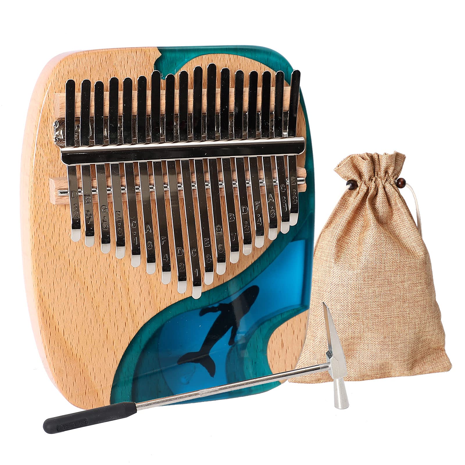 Kalimba Thumb Piano 17 Keys, Portable Mbira Finger Piano Gifts for Adults Music Instrument Thumb Pianos - 17 Keys Blue Kalimba 17 Blue
