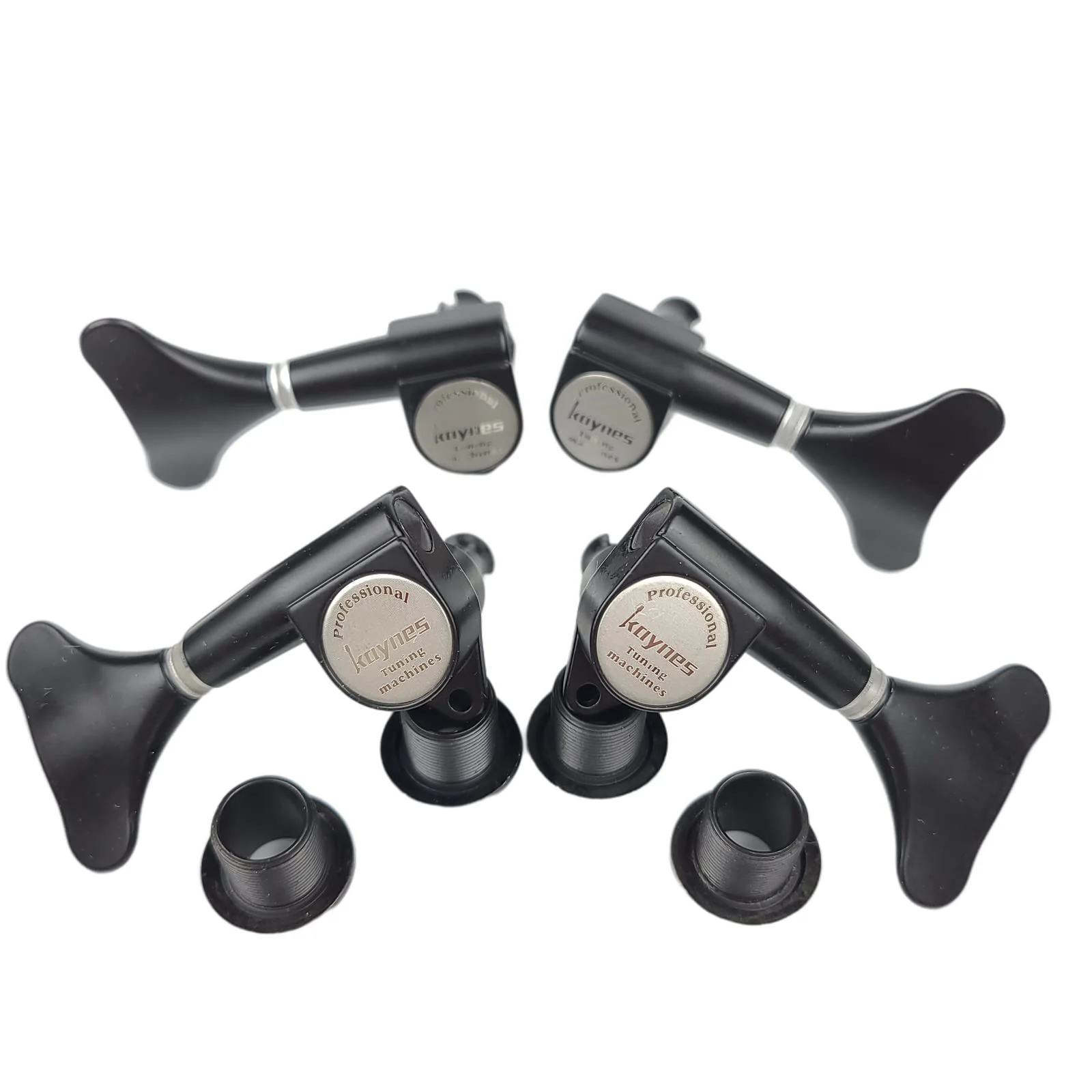 KAYNES Guitar Bass Tuners - 1:18 Ratio Black Headstock Sealed Machine Heads Tuners Closed Tuning Key Pegs Replacement for Electric Jazz Bass or Precision (2R + 2L, Black) 2R + 2L