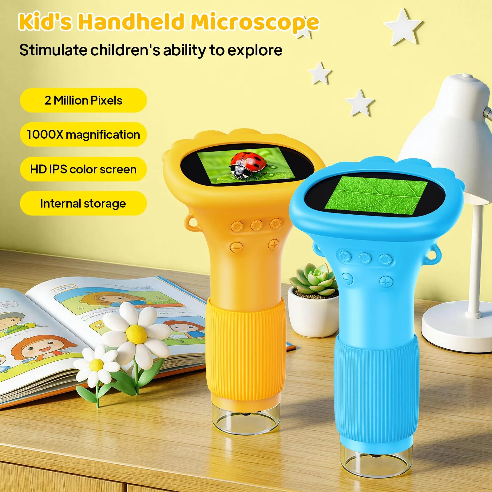 Kids Microscope, Pocket Portable Microscope for Kids with 2'' Inch Screen - Powerful Handheld Microscopes Bug Microscope with Light, 2026 Best Easter Birthday Gifts for Age 3-12 Boys - Blue - Image 4