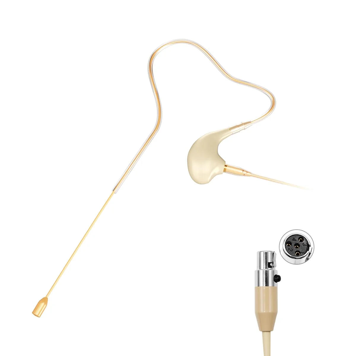 KIMAFUN Headset/Headworn Microphone Single Earset Ear-hook Over Ear Hanging Condenser Mic Compatible with Shure Wireless System Bodypack Transmitter, Ideal for Performance, Theater, Lecture - Beige D4 D4 for Shure Wireless System