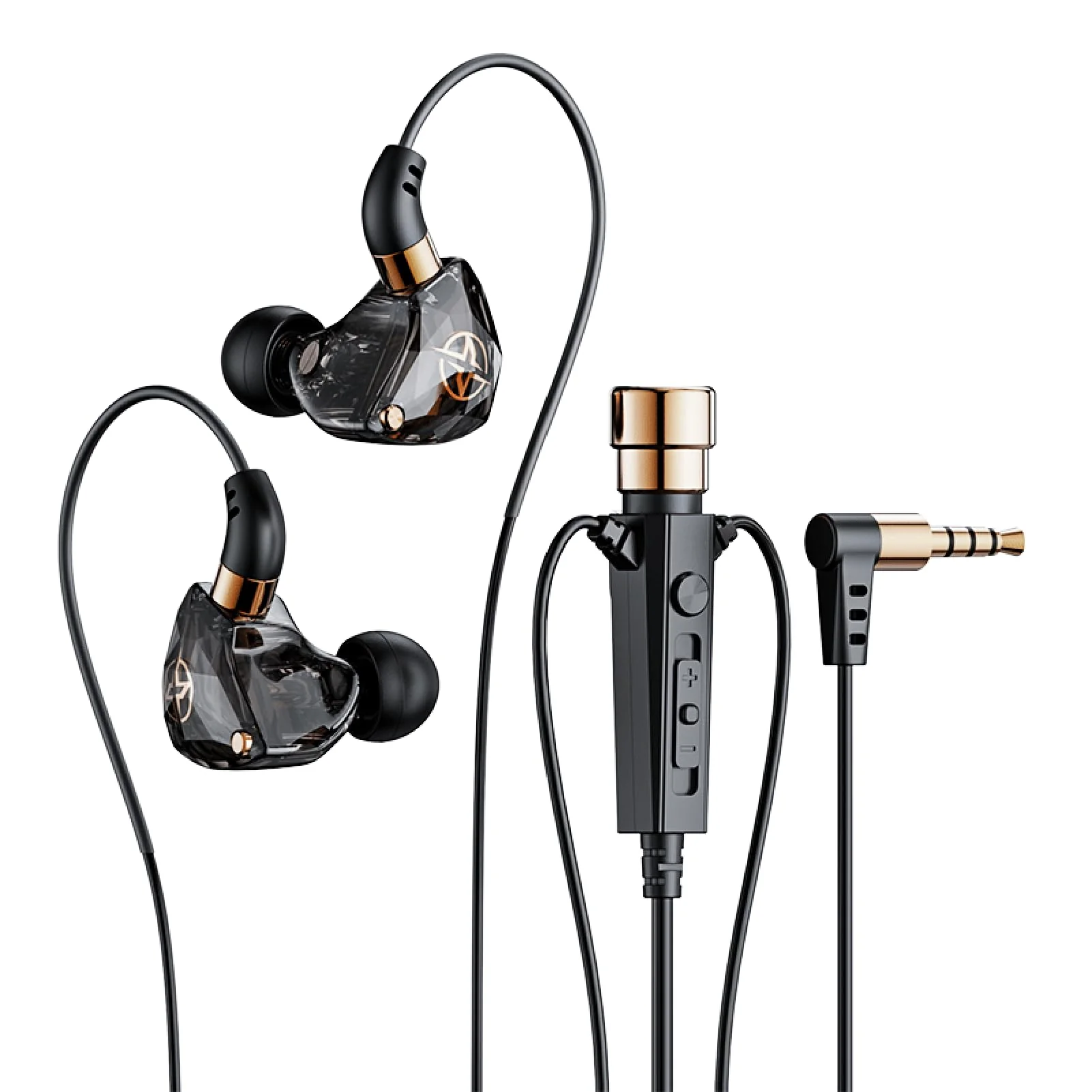 KT-02 Wired Headphone Sport Headset Noise Cancelling Earphones with Mic Dynamic HD,3.5MM Jack Headsets for Live Singing Recording, Live Video Streaming, Live Game miking(Black 1.2m), Clear