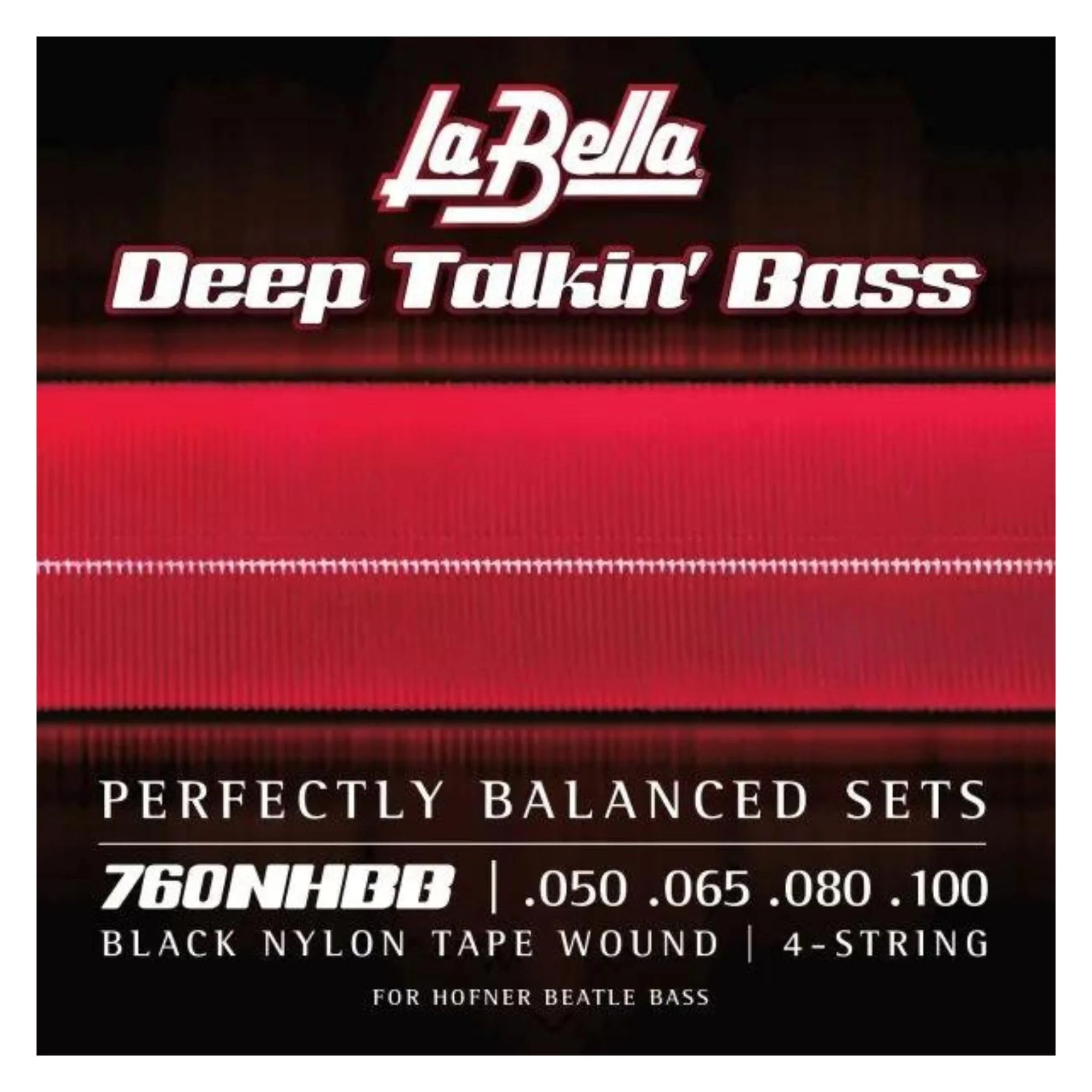 La Bella 760NHBB “Beatle”Deep Talkin Bass Black Nylon Tape Wound 4- String 50-100