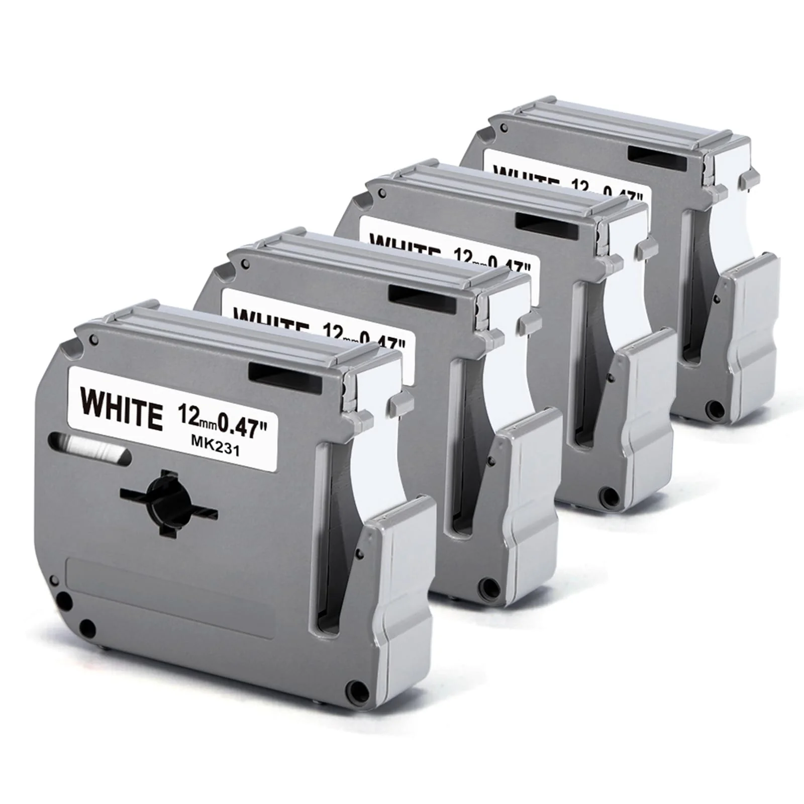 Labelife M-K231 Label Tape Replace for Brother P Touch M Tape M-K231S M231 MK231 M-231 12mm 0.47 Inch for Brother PTouch PT-M95 PT-65 PT-80 PT-70 PT-45 PT-90 Label Makers, Black on White, 4 Pack