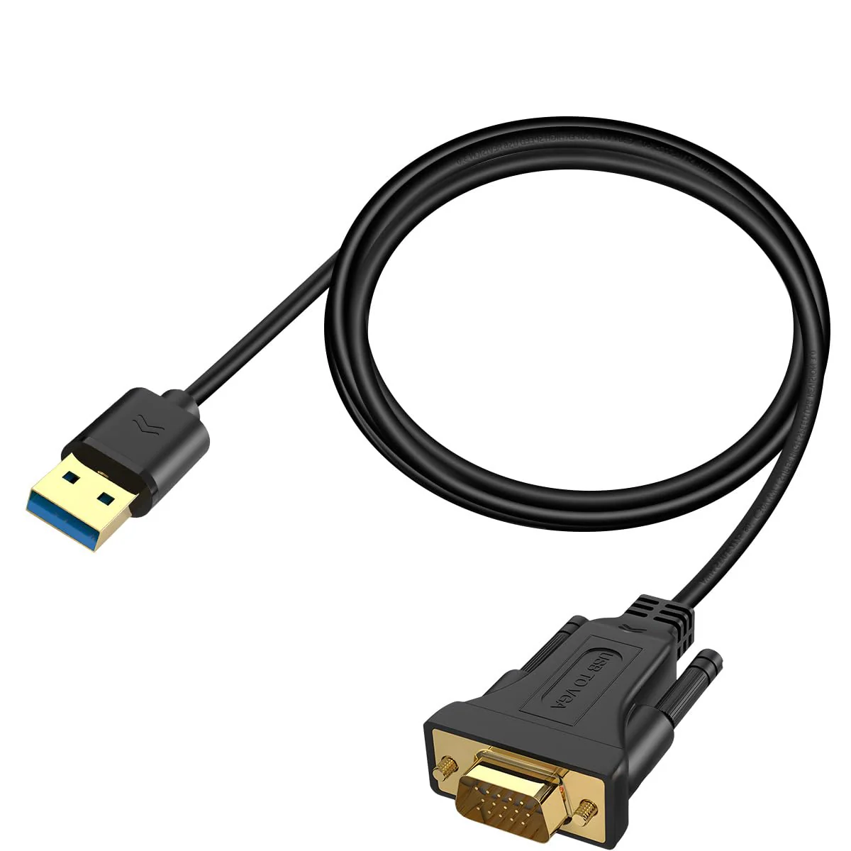 LBSC USB to VGA Adapter for Monitor,USB to VGA Adapter,USB 3.0 to VGA Male 1080P Monitor Display Video Adapter/Converter Cord,Compatible with Mac OS Windows XP/Vista/10/8/7, 5FT