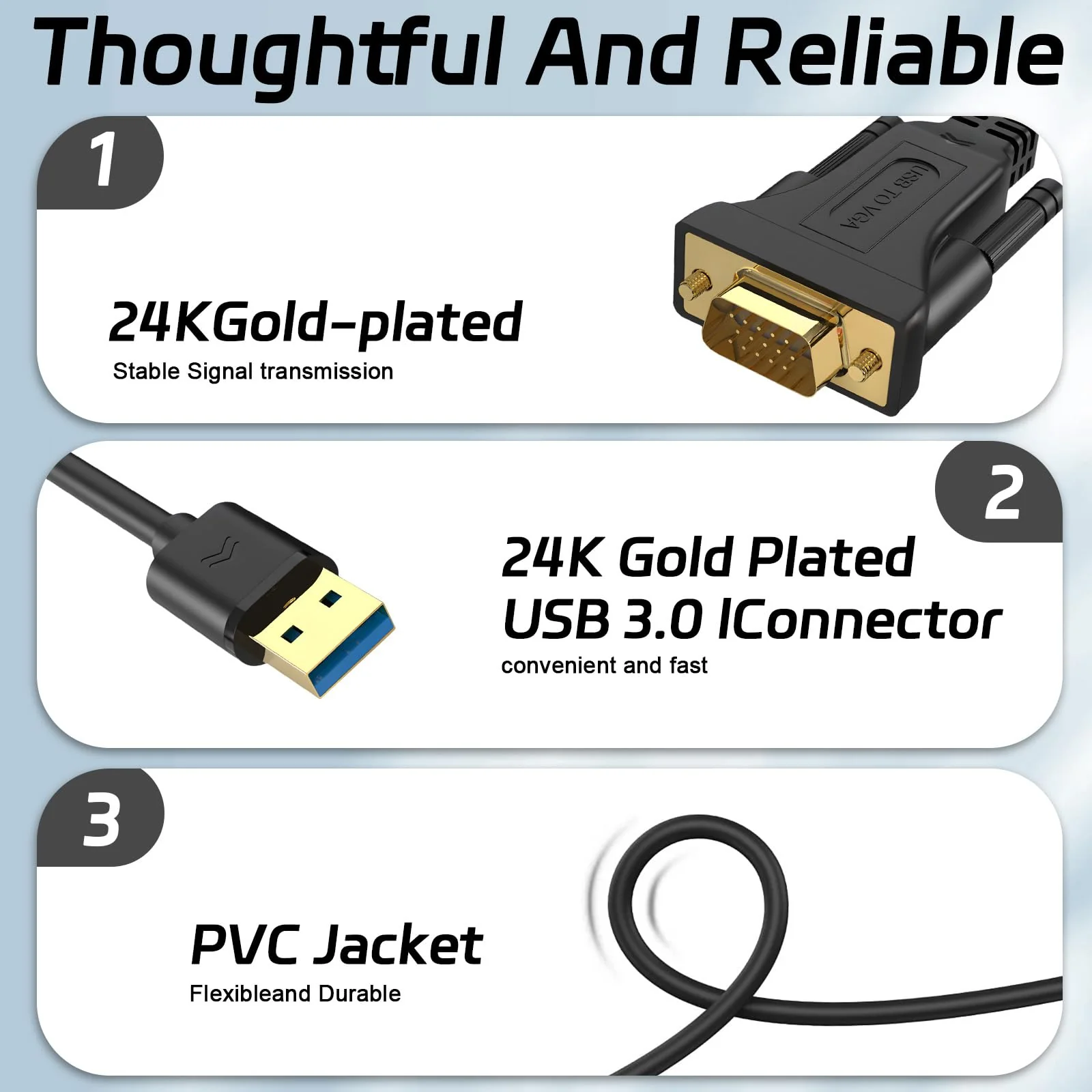 LBSC USB to VGA Adapter for Monitor,USB to VGA Adapter,USB 3.0 to VGA Male 1080P Monitor Display Video Adapter/Converter Cord,Compatible with Mac OS Windows XP/Vista/10/8/7, 5FT - Image 3