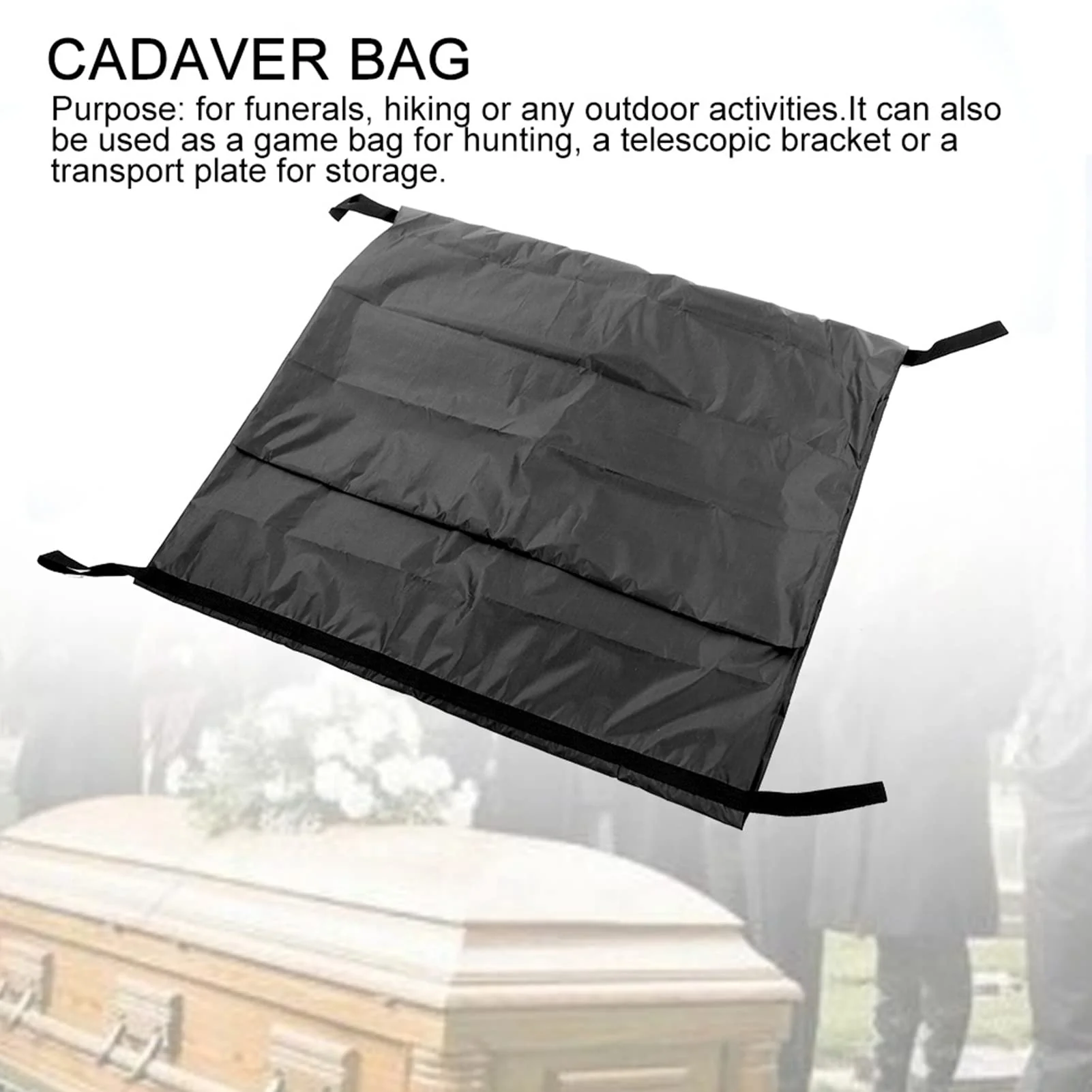 Leak Proof Body Bag, 210D Waterproof Body Bag, Body Transfer Bag, Emergency Carrier with 4 Side Handles, Funeral Supplies for Funeral, Hospital - Image 3