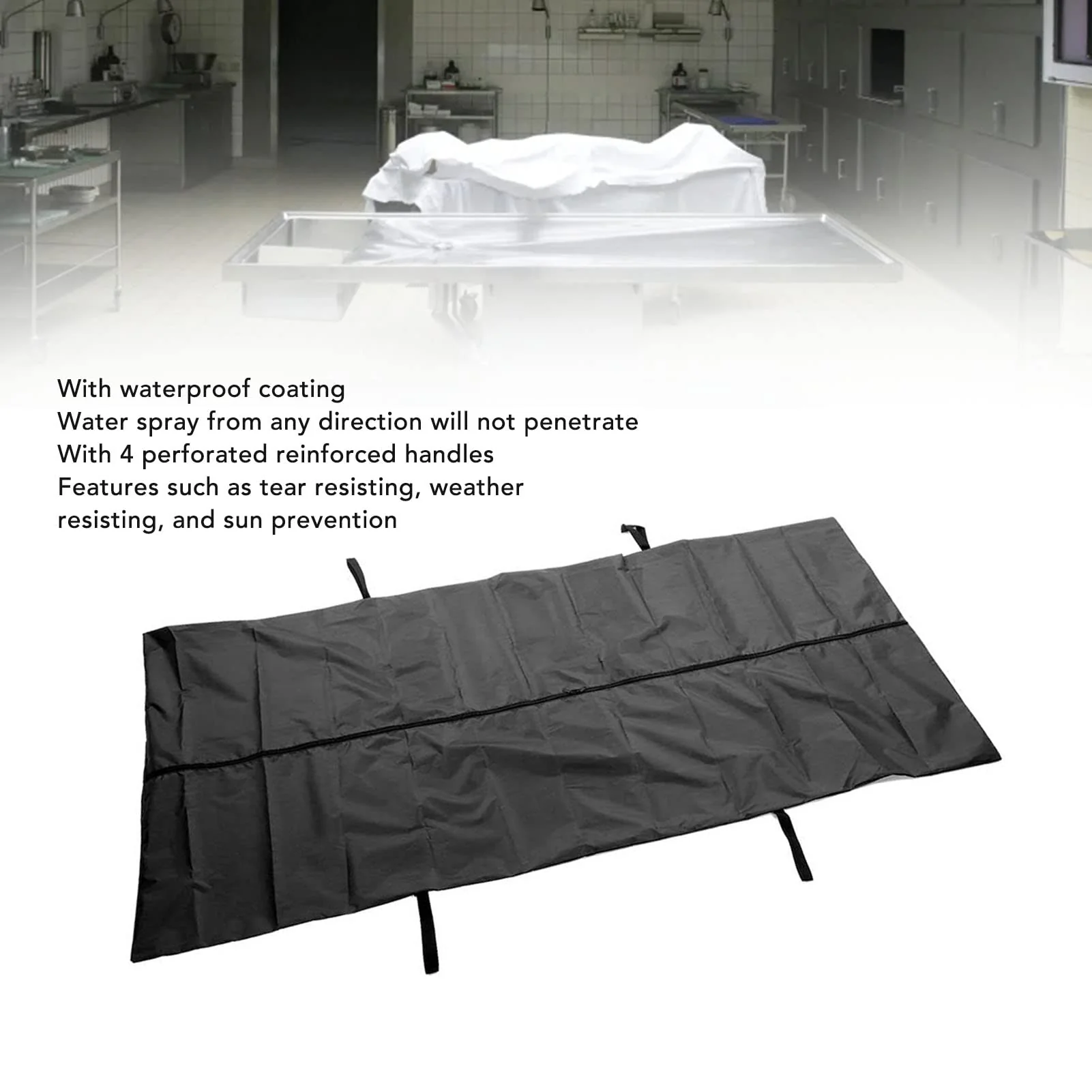 Leak Proof Body Bag, 210D Waterproof Body Bag, Body Transfer Bag, Emergency Carrier with 4 Side Handles, Funeral Supplies for Funeral, Hospital - Image 4