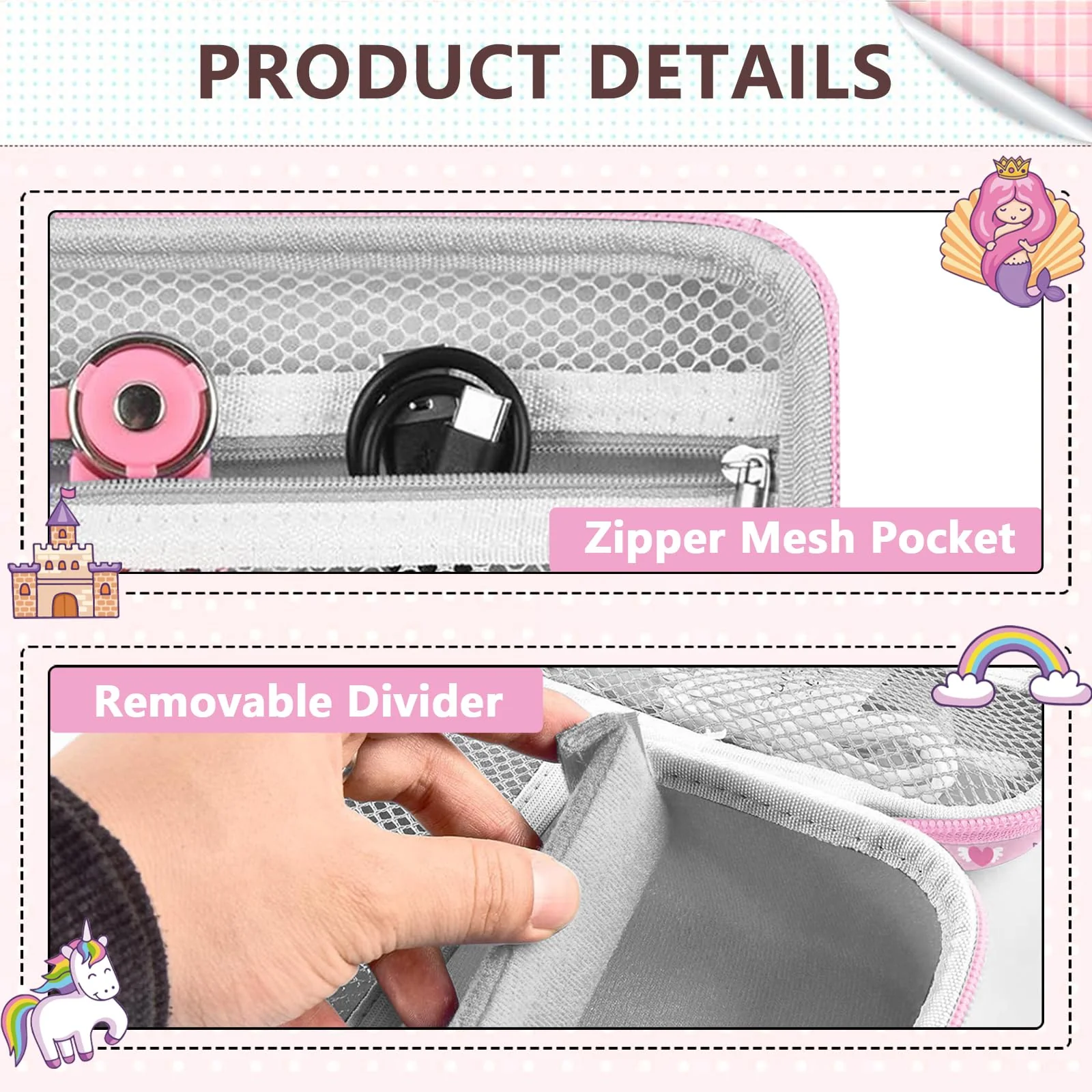 Leayjeen Kids Camera Case Compatible with Dylanto/GKTZ/HiMont/CAMCLID/ESOXOFFORE Kids Instant Print Camera, Kids Instant Camera for 1080P Printed Photos-Pink Unicorn(Case Only) Pink Unicorn - Image 4