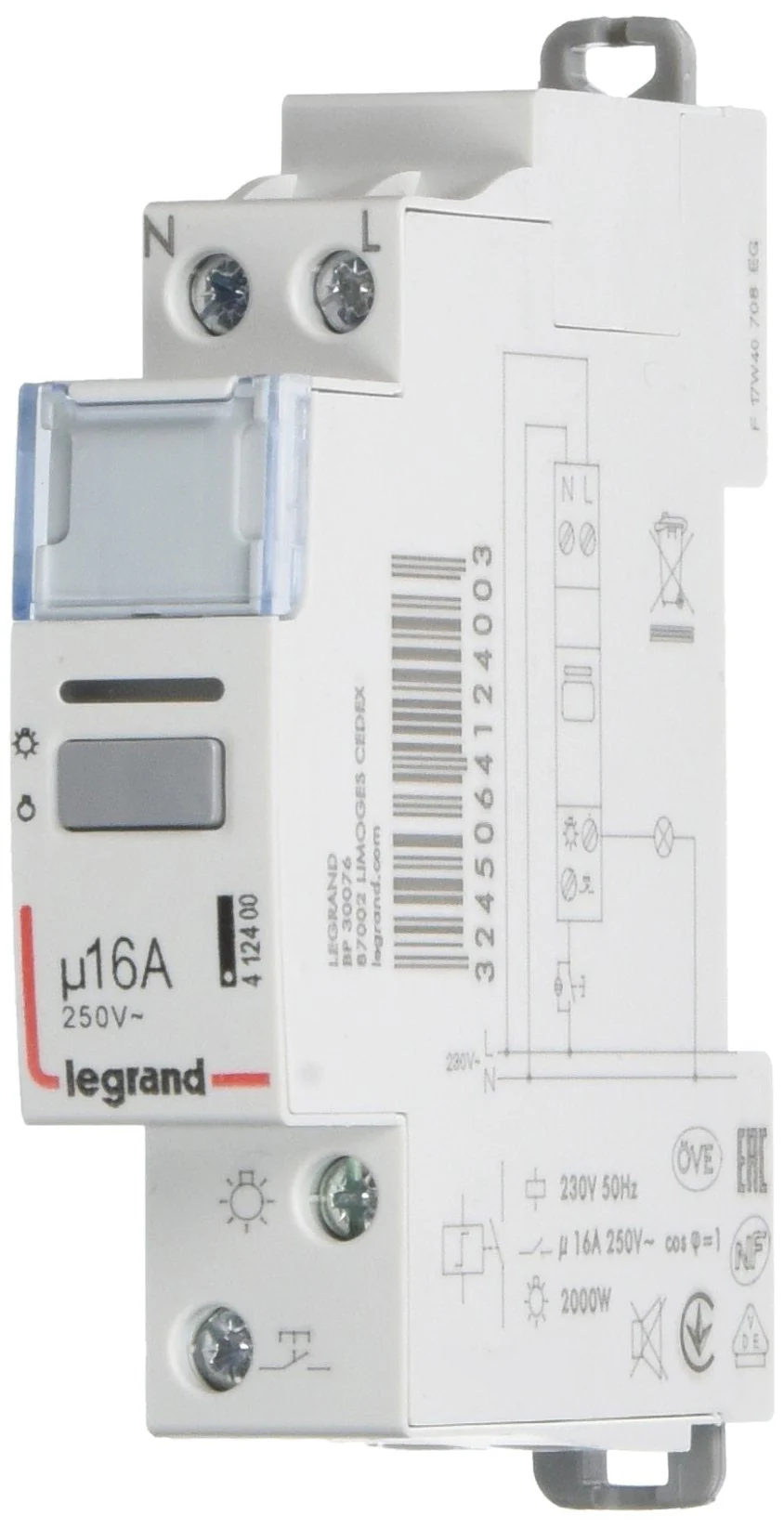 Legrand 412400 CX3 Télerupteur F 16 A 230 V 1 Contact