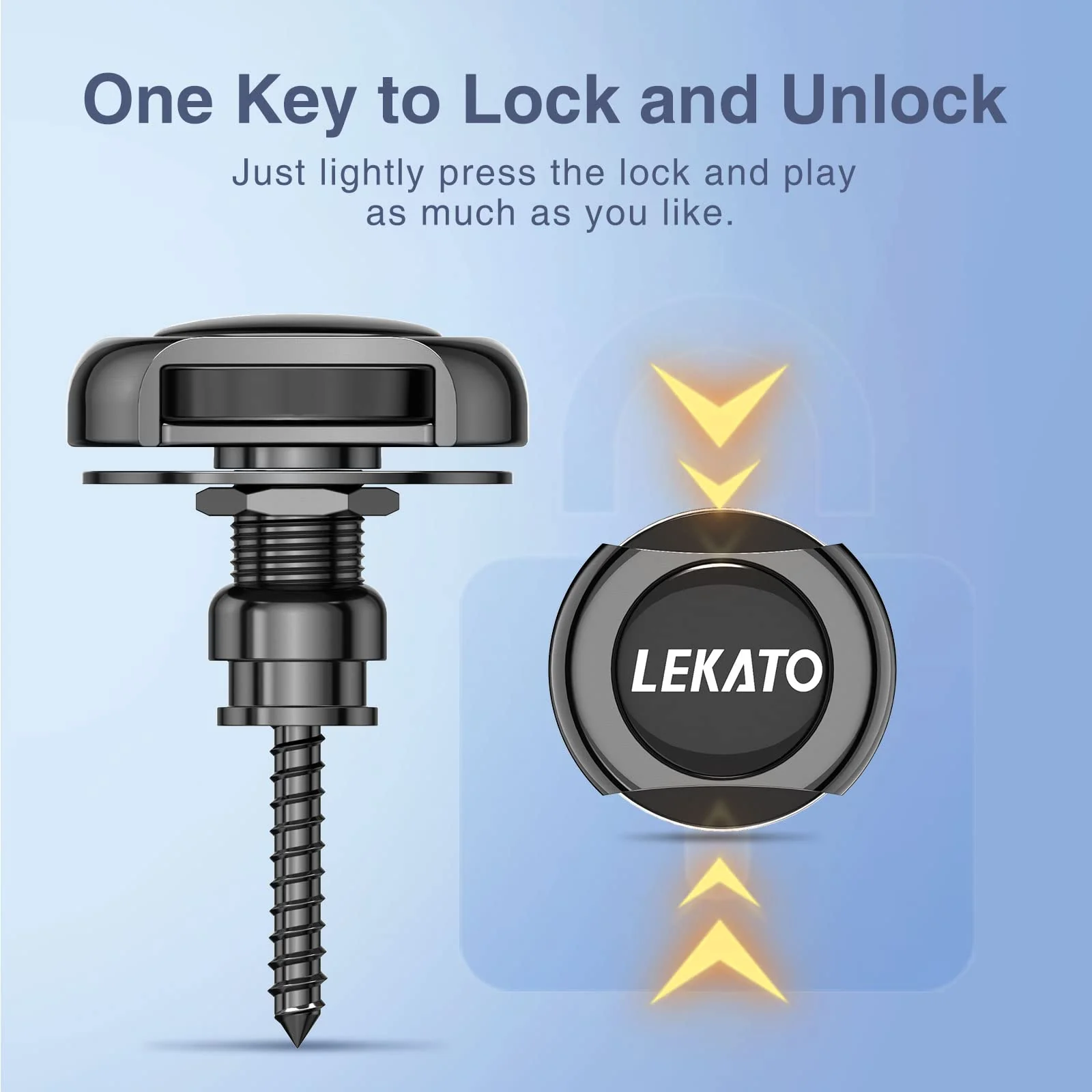 LEKATO Bass Guitar Strap Locks for for Electric Guitar & Bass Strap Locks Security Quick Release Strap Guitar Strap Locks Set Retainer System for Electric Acoustic Guitar, Bass, Ukulele Strap (Black) Black - Image 3