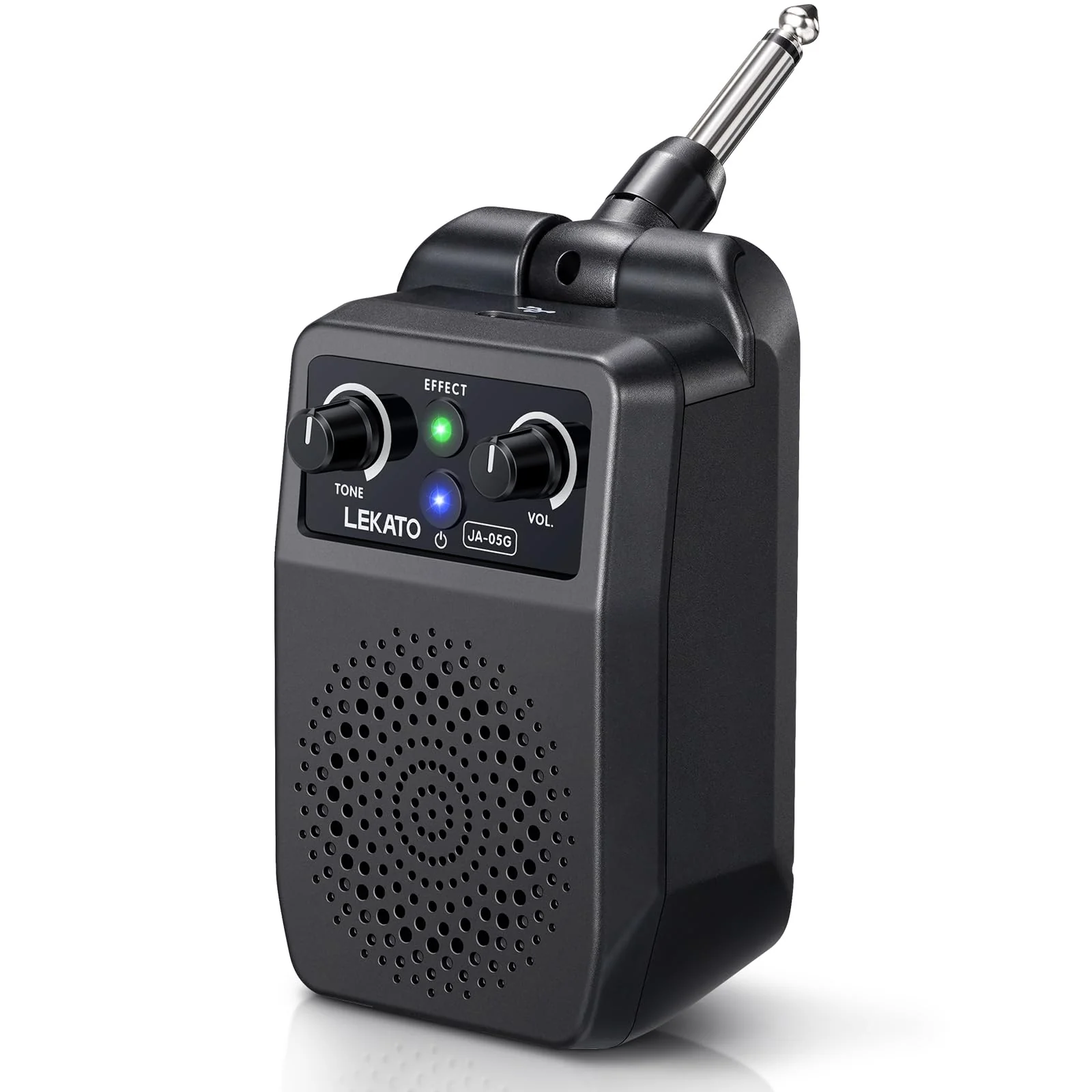 LEKATO Mini Electric Guitar Amp 5W, Portable Guitar Amp Bluetooth with Built-in 4 Effects, Clean Distortion Overdrive Reverb, Rechargeable Small Amplifier for Practice, Black (JA-05G)