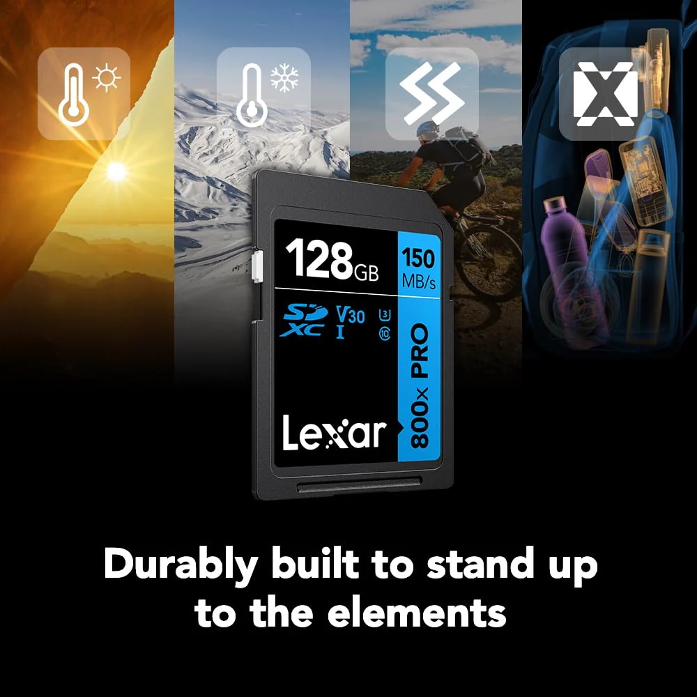 Lexar 128GB (2-Pack) High-Performance 800x PRO SDXC UHS-I Memory Card, C10, U3, V30, 4K UHD Video, Up to 150MB/s Read, for Point-and-Shoot & Mid-Range DSLR Cameras, HD Camcorders (LSD0800P128G-B2NNU) 2-Pack - Image 6