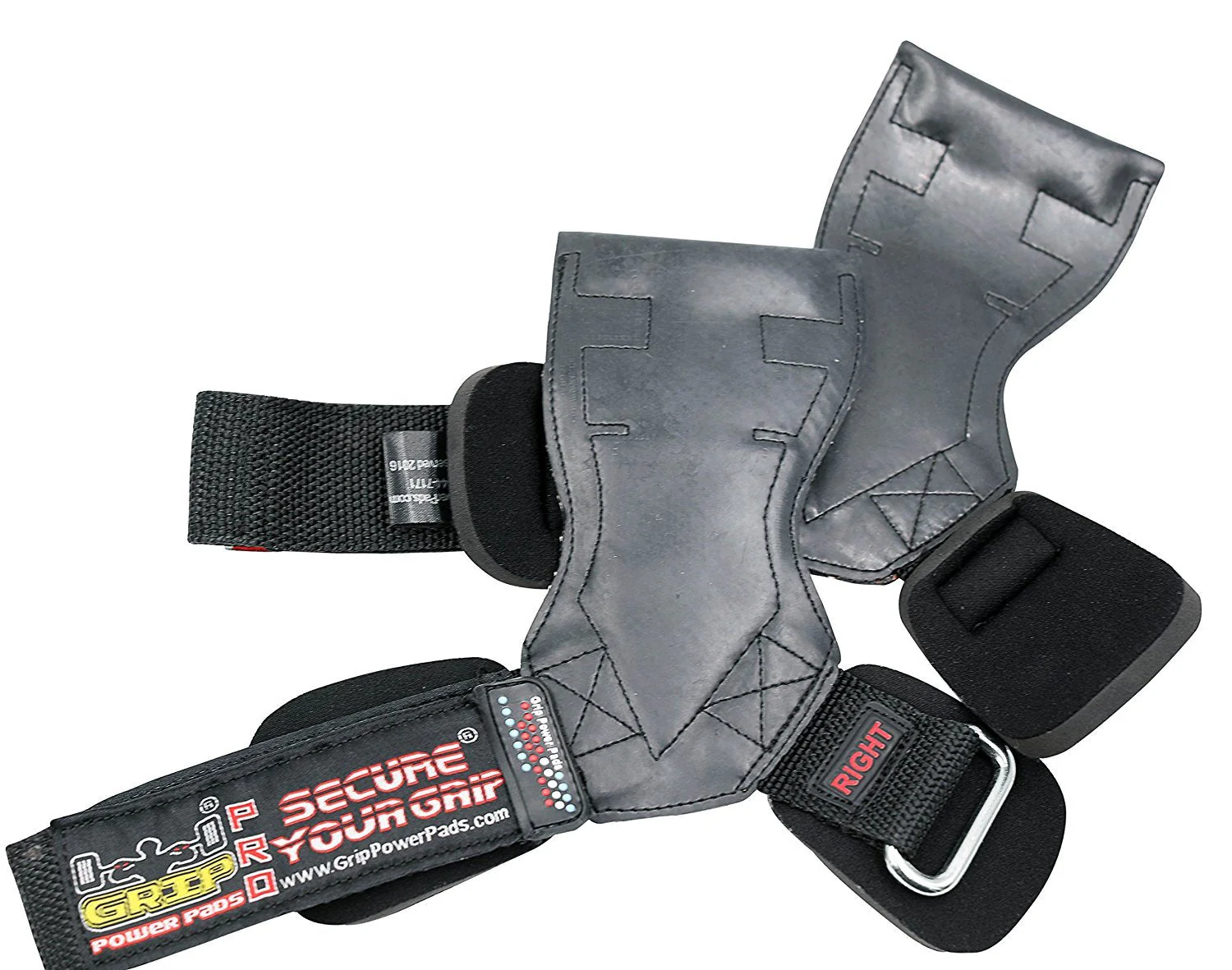 Lifting Grips PRO Weight Gloves Heavy Duty Barbell Gymnastics Straps Alternative to Power Hooks Deadlifts Adjustable Neoprene Padded Wrist Wrap Black Rubber Medium 6.50"-7.50" Standard Wrist Size