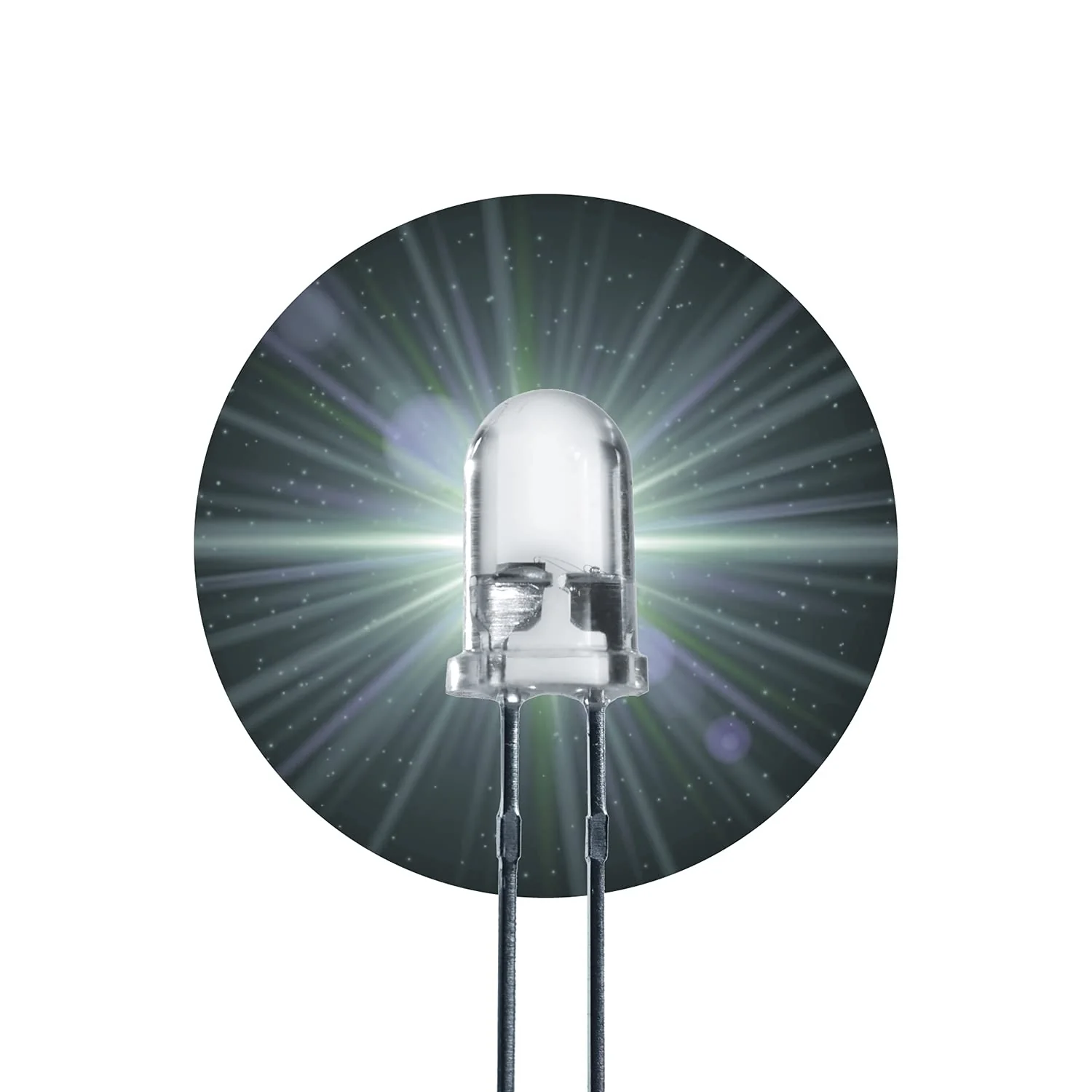 Lumetheus LED Light Emitting Diode 5 mm White Pack of 50 - Extra Bright Diodes 25,000 mcd - 3V LEDs with 2 Pins - for Car, PC, Boat, Caravan, Craft Kit, Repair & Running Light - 50,000 Hours Light 2-5 mm