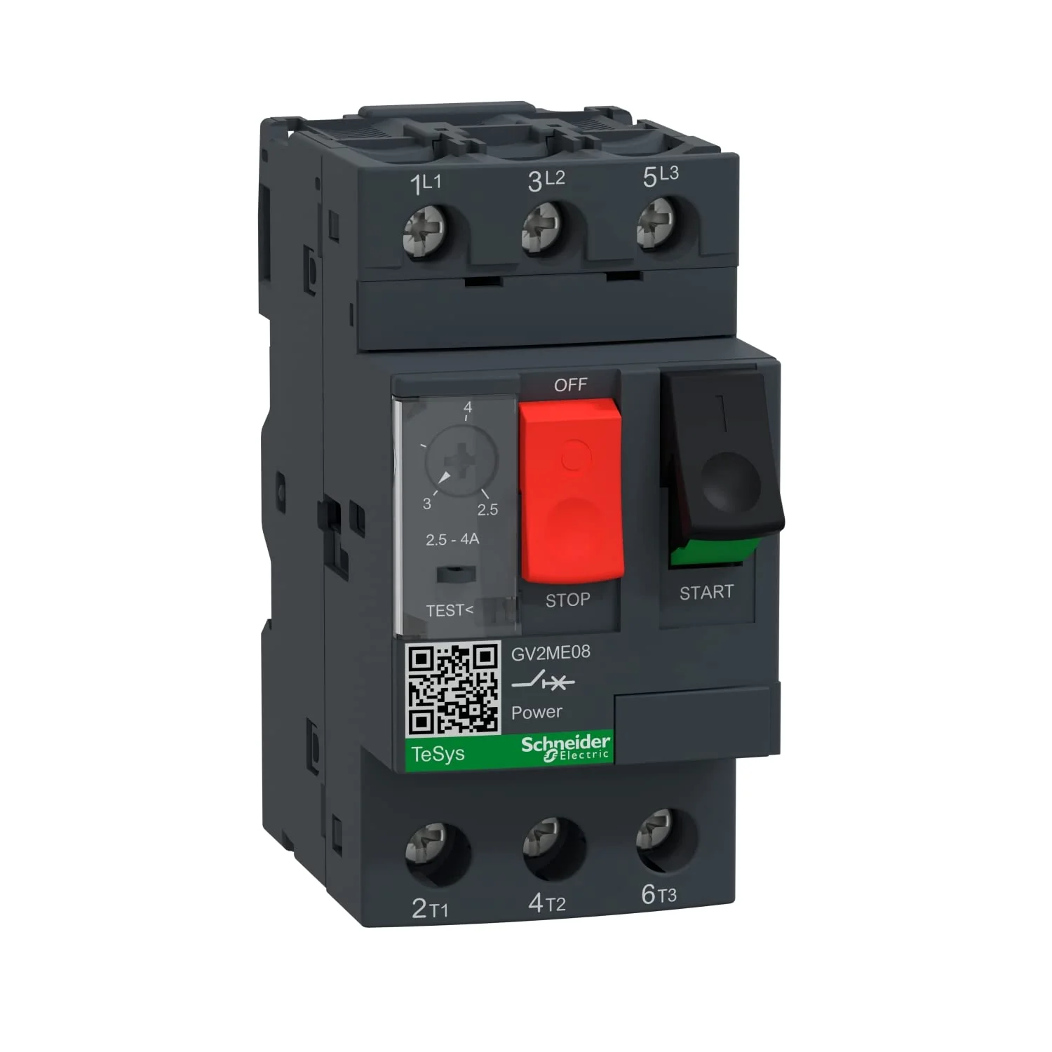 Manual Motor Starter, Button, 2.5-4A, 1P