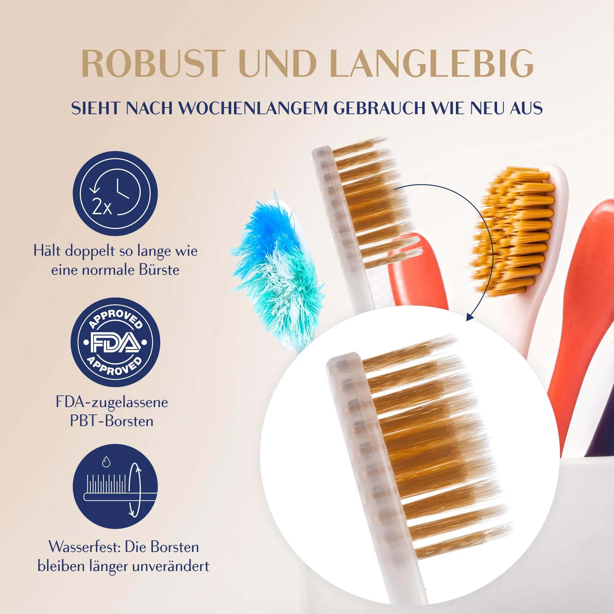 Manual Toothbrush Medium for Adults, Floss Toothbrush with Gold, Yellow Royal Denta - Image 6
