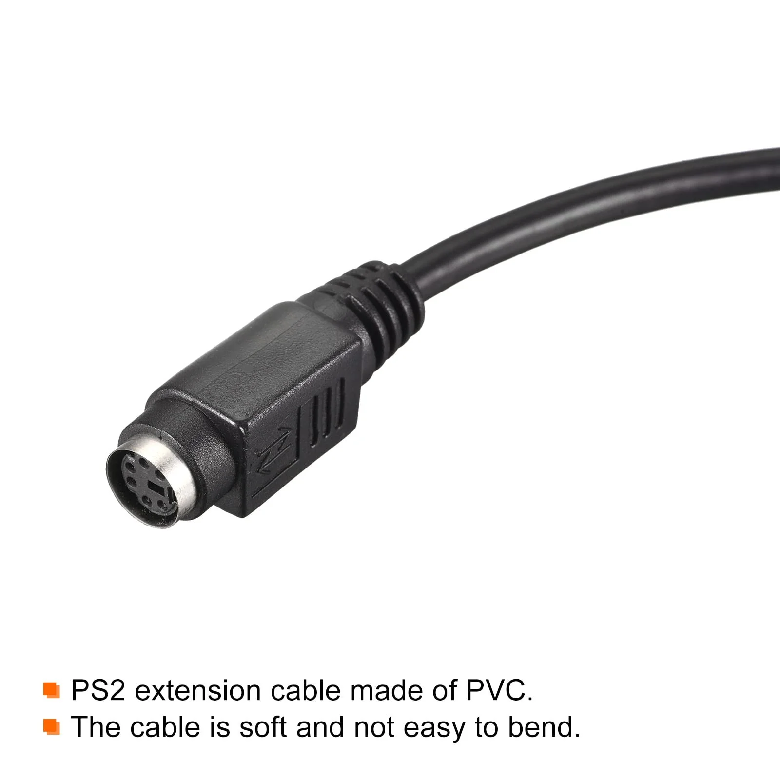 MECCANIXITY PS/2 Mouse and Keyboard Extension Cable 6 Pin 1.64 Feet Male to Female for PC 2 Pcs Black - Image 4