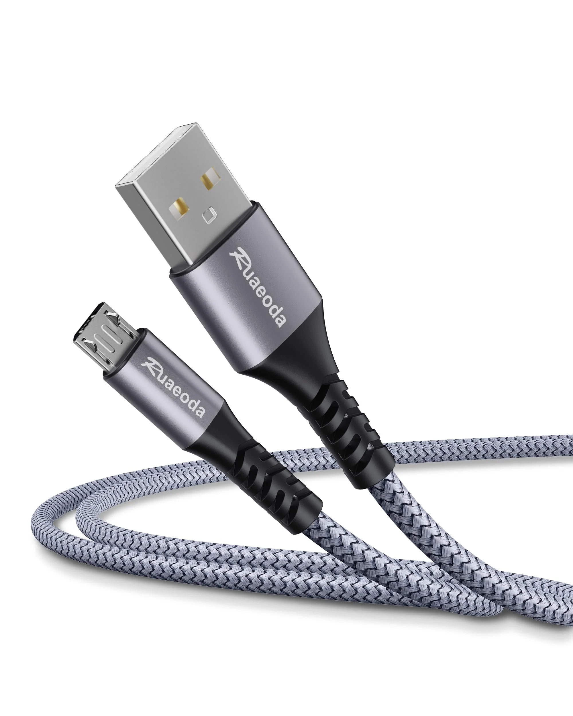 Micro USB Cable Android Charger 6ft 2PACK PS4 Charger Cable - High Speed 2.0 USB A Male to Micro USB Nylon Braided Cable for Android Phone nylon braid 2Pack 6ft