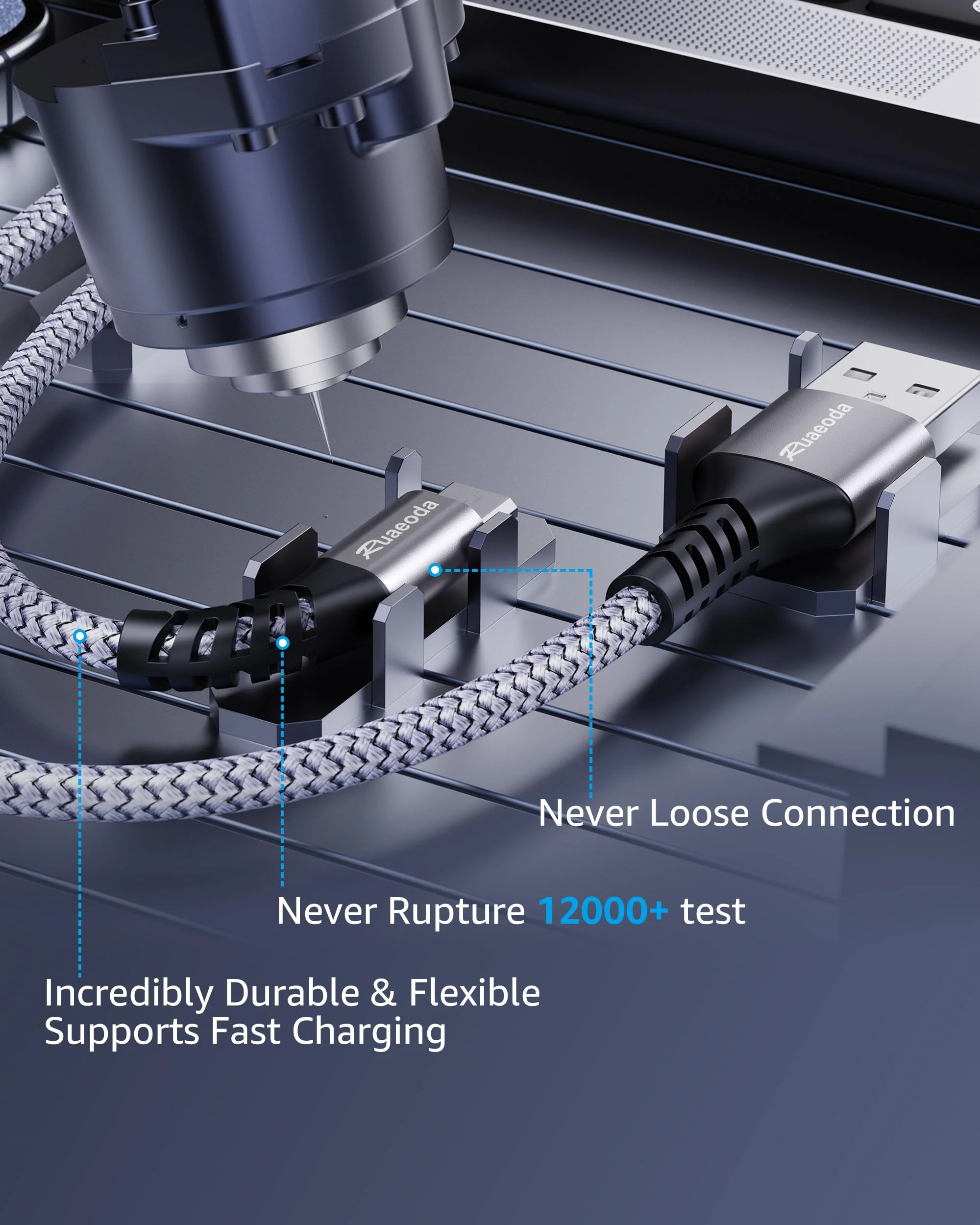 Micro USB Cable Android Charger 6ft 2PACK PS4 Charger Cable - High Speed 2.0 USB A Male to Micro USB Nylon Braided Cable for Android Phone nylon braid 2Pack 6ft - Image 3