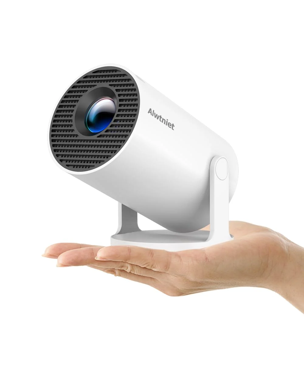 Mini Projector with Wifi 6 and Bluetooth5.4, Portable Projector 4K Support, Android 14 Smart Proyector with 200ASIN & Auto Keystone, Alwtniet HY300Pro Small Proyector for Bedroom, Movie, Outdoor White