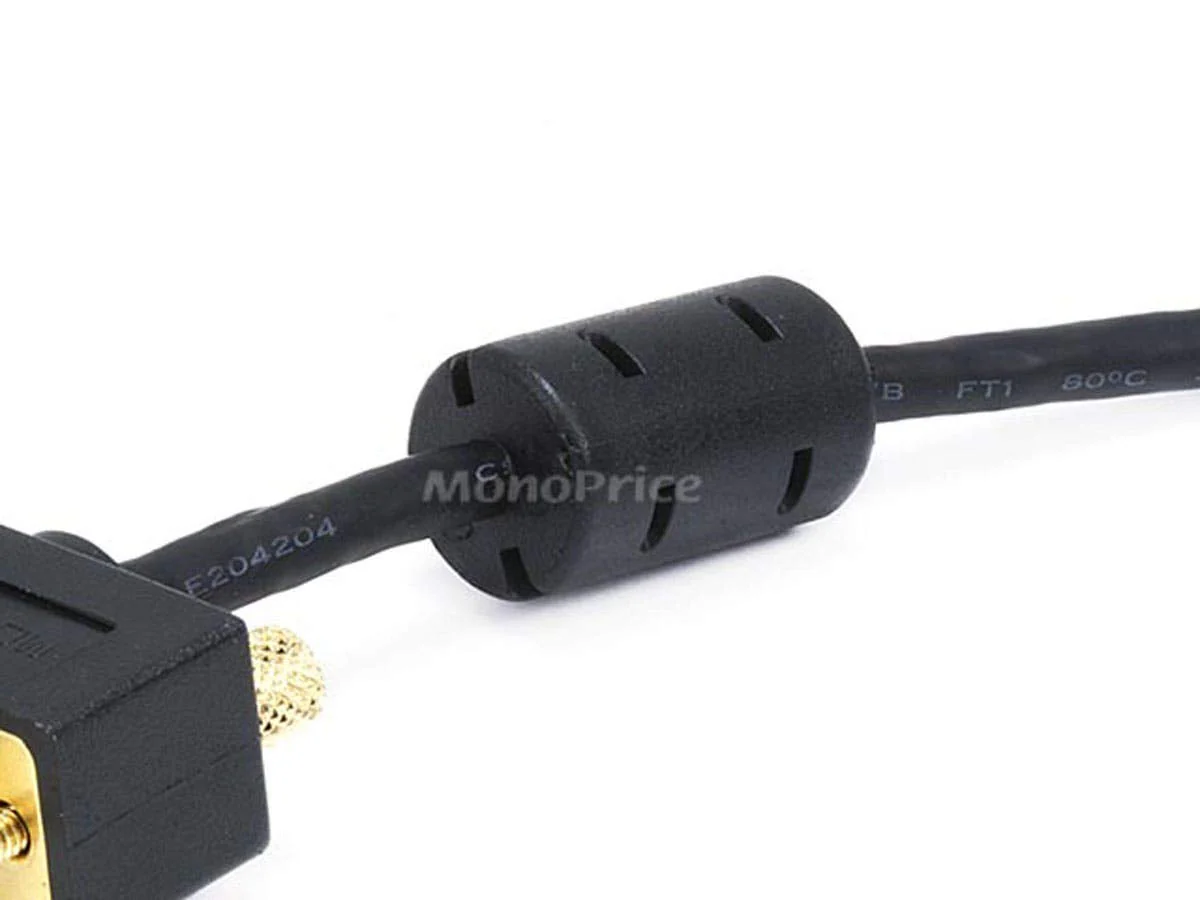 Monoprice Ultra Slim SVGA Monitor Cable - Male to Male, With Ferrites, Gold Plated Connector 30/32AWG, 6 Feet, Black - Image 3