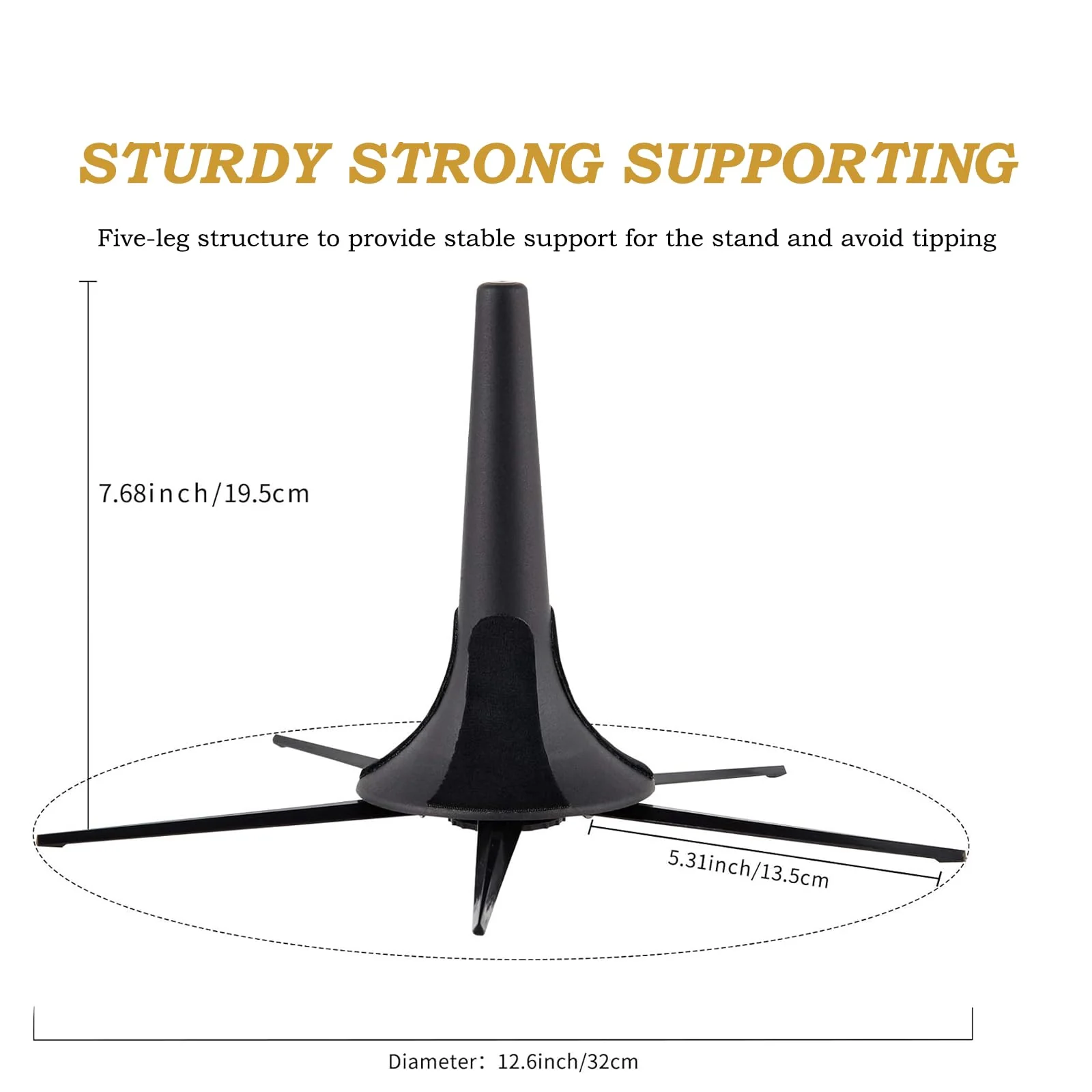 MOONBACK Trumpet Stand, Portable Trumpet Stand Holder 5 Legs Stand Foldable Detachable Stable Metal Legs for trumpet, Trumpet Insturment Stand Accessories Black - Image 2