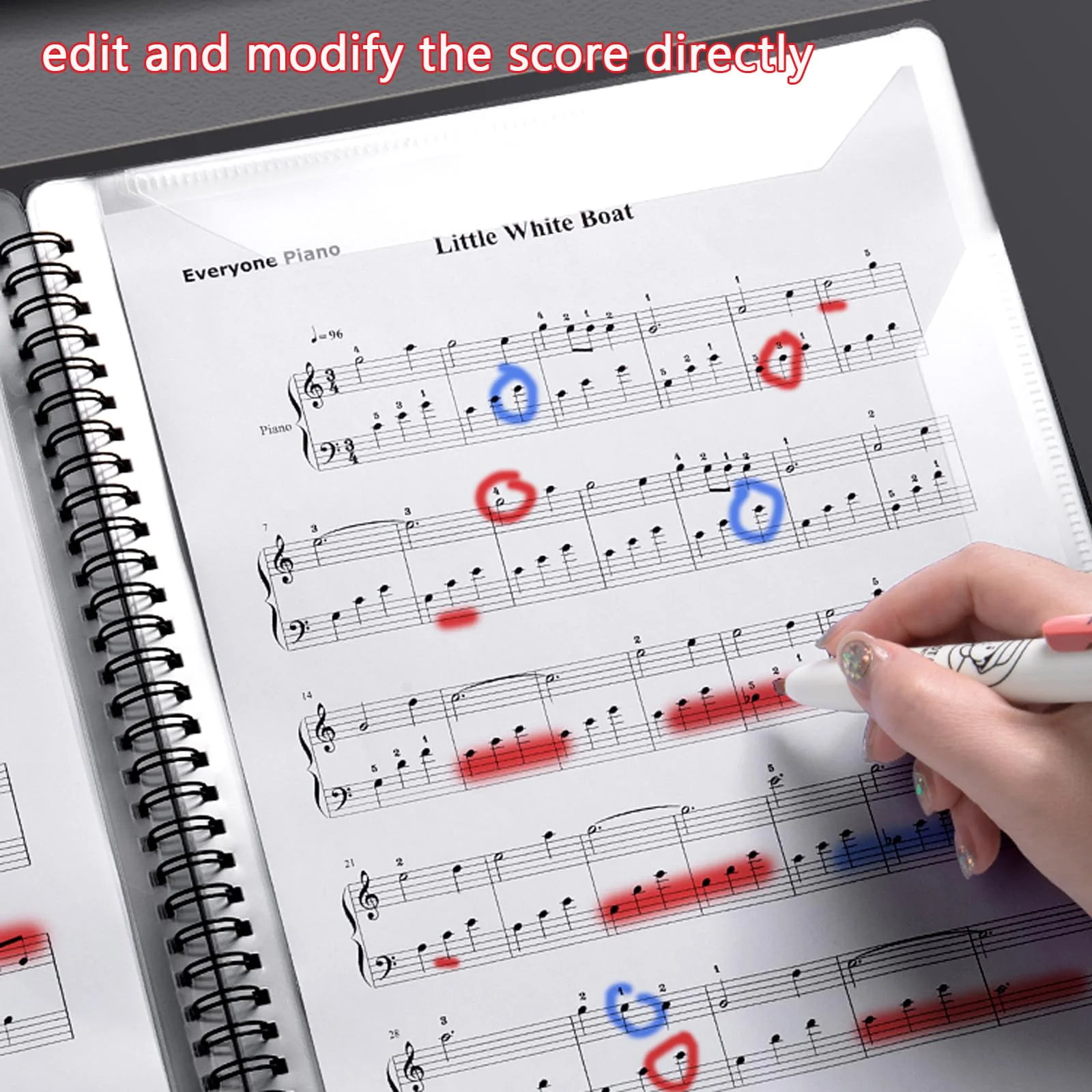 Music Folder for Sheet Music, 30 Sleeves 60 Pages, Blank Spiral Music Binder for Sheet Music and Documents Organizer, 8.5x11 Inch, Band Sheet Music Holder (Black) - Image 4