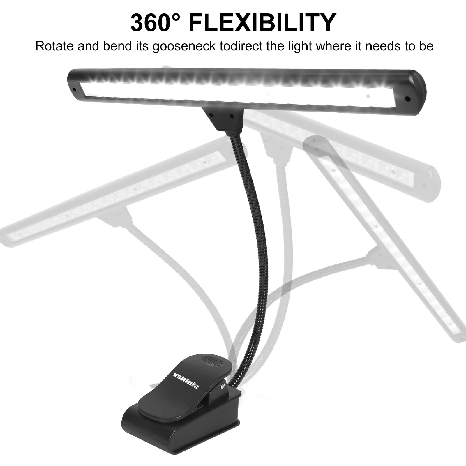 Music Stand Light,Clip On Piano Lights 18 LED Orchestra Light Clip On Reading Light,Fully Adjustable No Flicker for Piano,Book Reading, DJ, Craft Work (Powered by AC Adapter AAABatteries) - Image 3