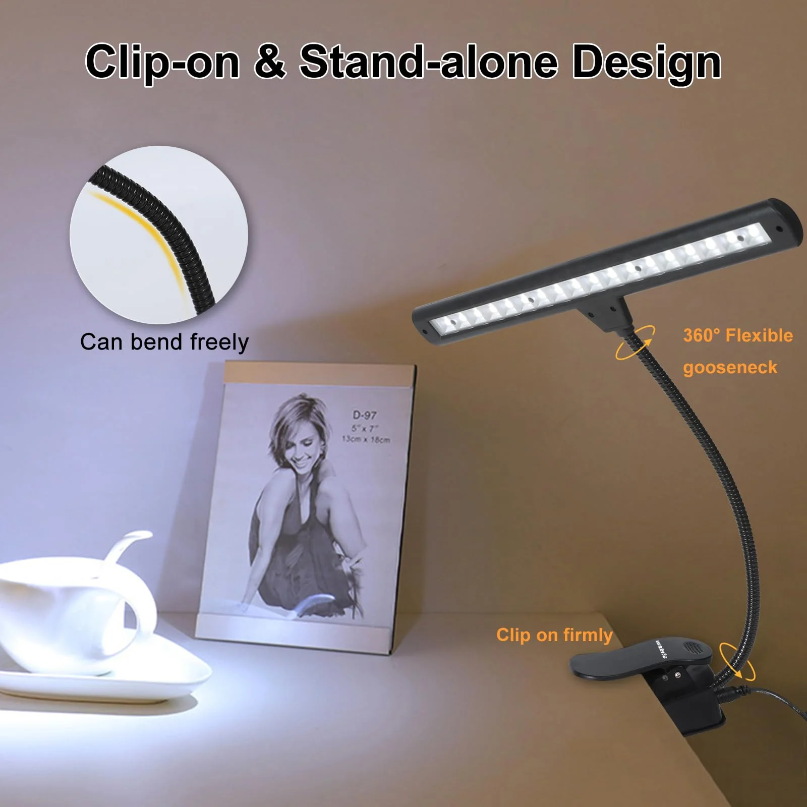 Music Stand Light,Clip On Piano Lights 18 LED Orchestra Light Clip On Reading Light,Fully Adjustable No Flicker for Piano,Book Reading, DJ, Craft Work (Powered by AC Adapter AAABatteries) - Image 7