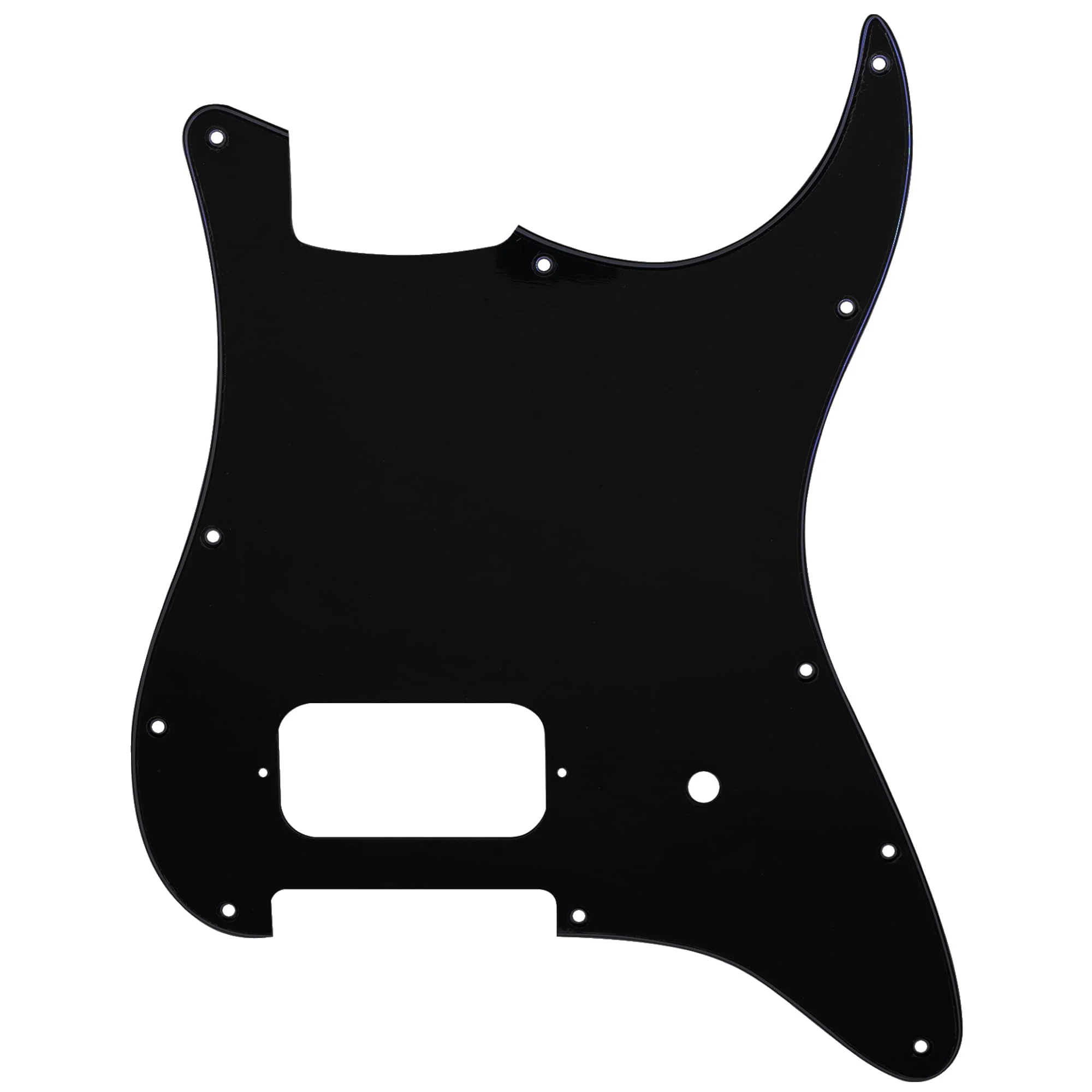 Musiclily Pro 11 Holes ST Strat One Humbucker Guitar Pickguard for American/Mexican Fender Tom Delonge Strat Style Electric Guitar, 3ply Black
